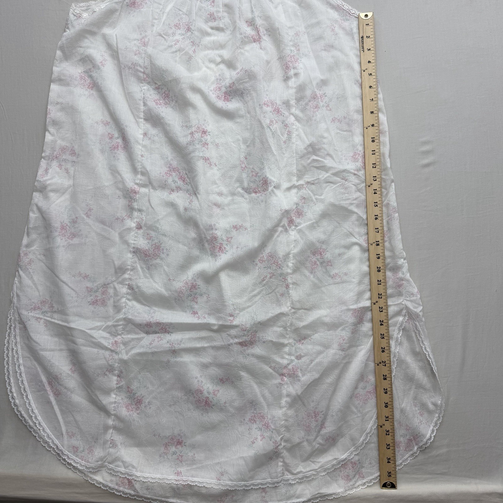 Willow Creek Vintage Floral Lace Sleeveless Nightgown Size 1X Plus White Pink XL
