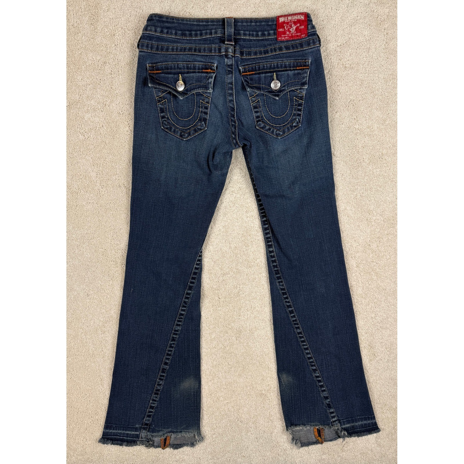 VINTAGE Y2K TRUE RELIGION JOEY Twisted Seam Distressed Jeans Women’s Sz 27 #1570
