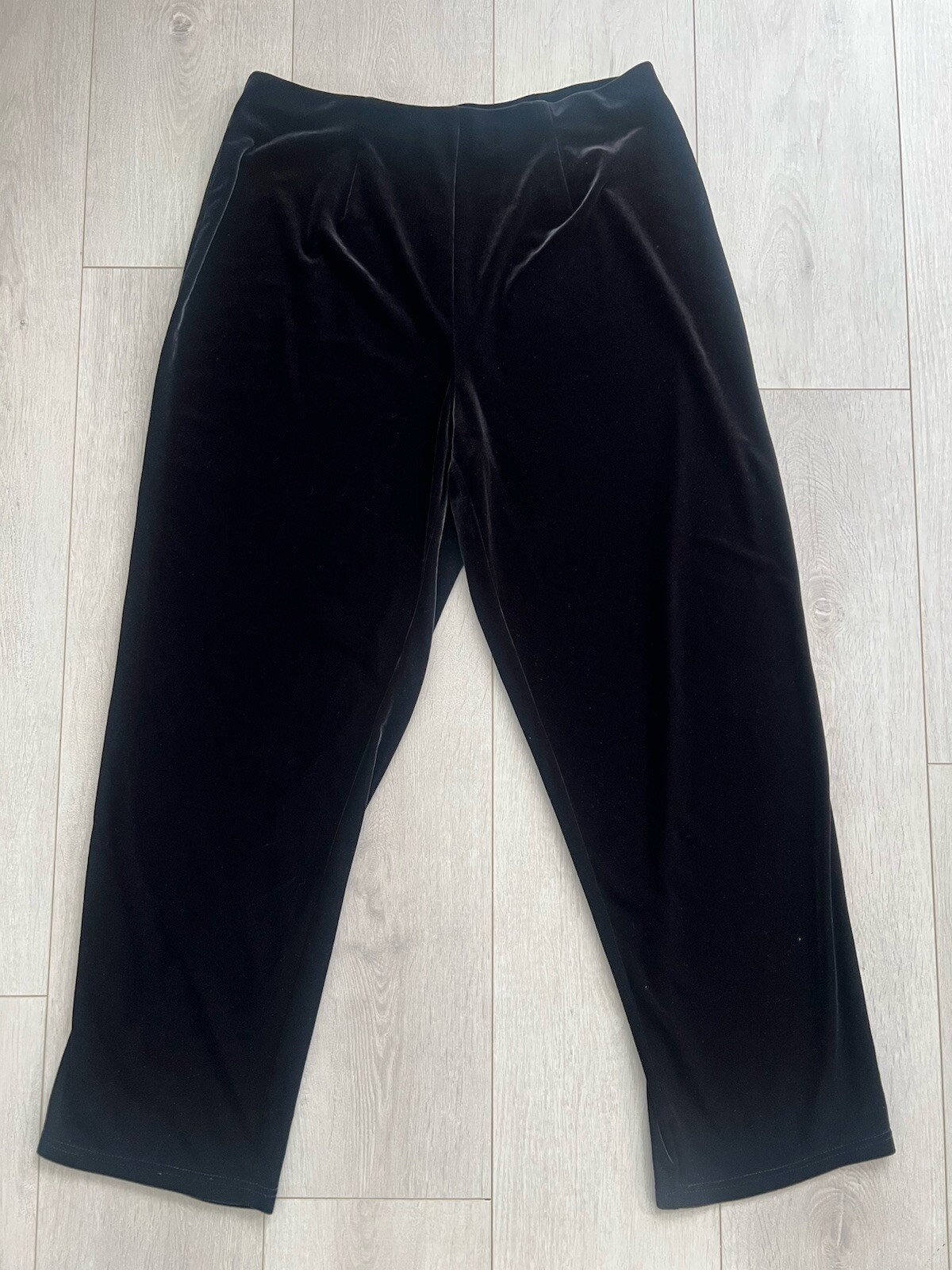 Vintage Laura Scott Black Velour Elastic Waist Pull On Casual Pants Size 14/16