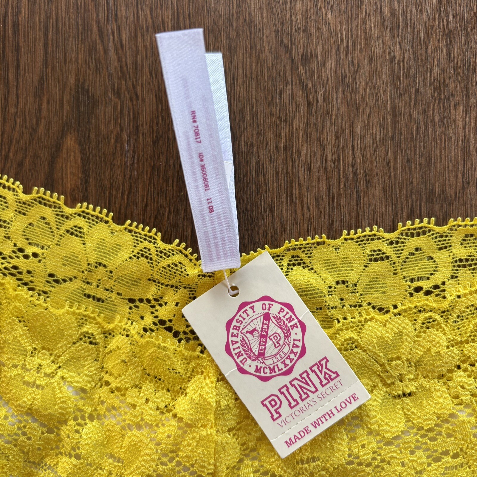 Victoria’s Secret Pink Vtg Extra Low Rise Hipster Large Yellow Dot Dog 2008 NWT