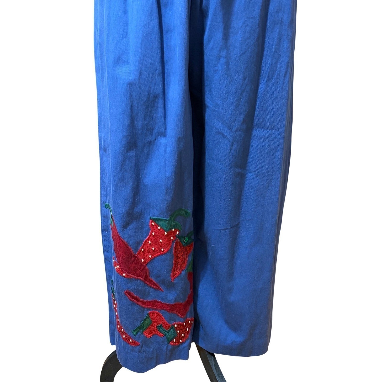 Vtg Alfredo’s Wife S 2 Pc Vest Wide Leg Pants Chili Pepper Appliqué Southwest