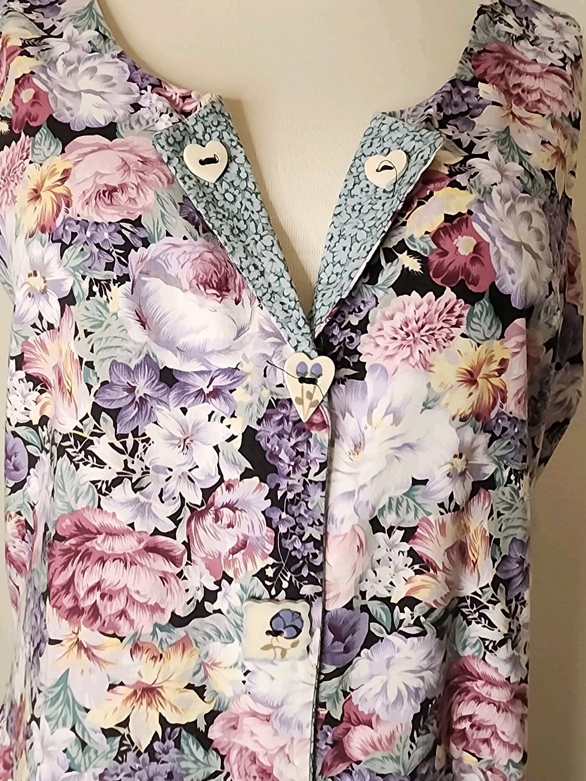 Vintage 90s Dogwood Lane Tank Dress with Tea Buttons Cottagecore Size Large