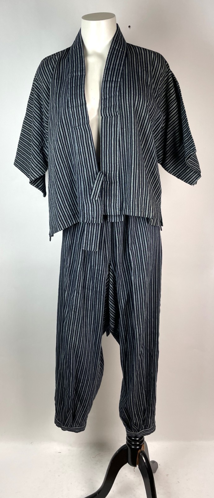 VTG Japanese Pants Top Set Outfit Striped Kimono Sleeve OOAK ONE SIZE