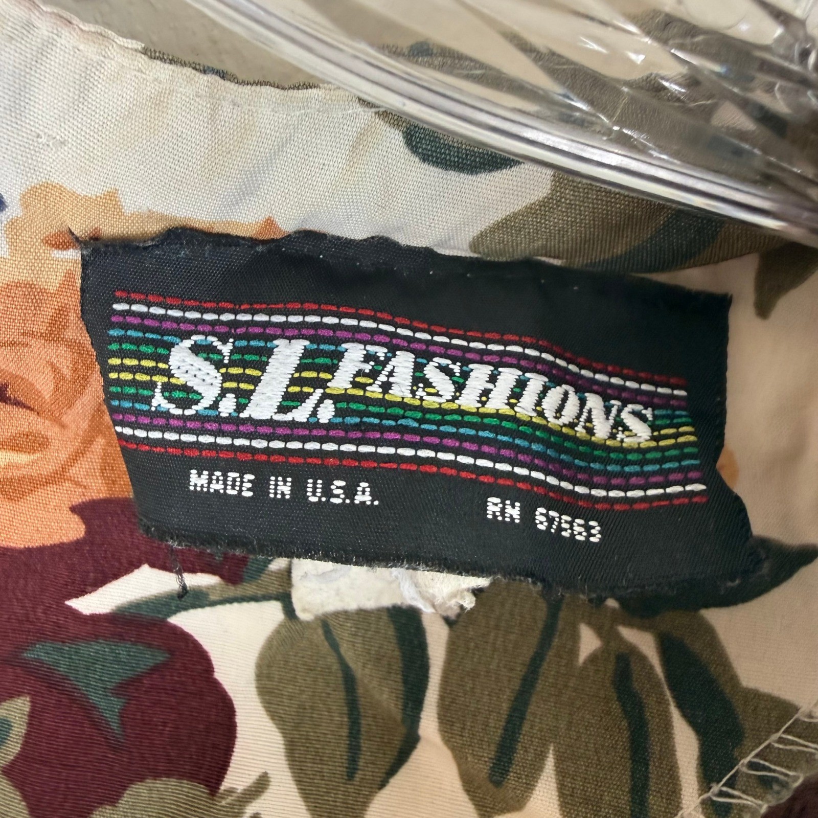 S.L. Fashions Women’s VTG Floral V-Neck 3/4 Sleeve Knee Length Dress Sz Lar FLAW