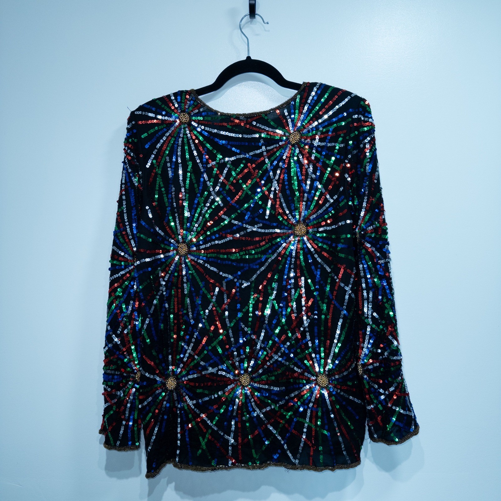 Jean For Joseph Le Bon Black Rainbow Sequin Silk Blazer Medium