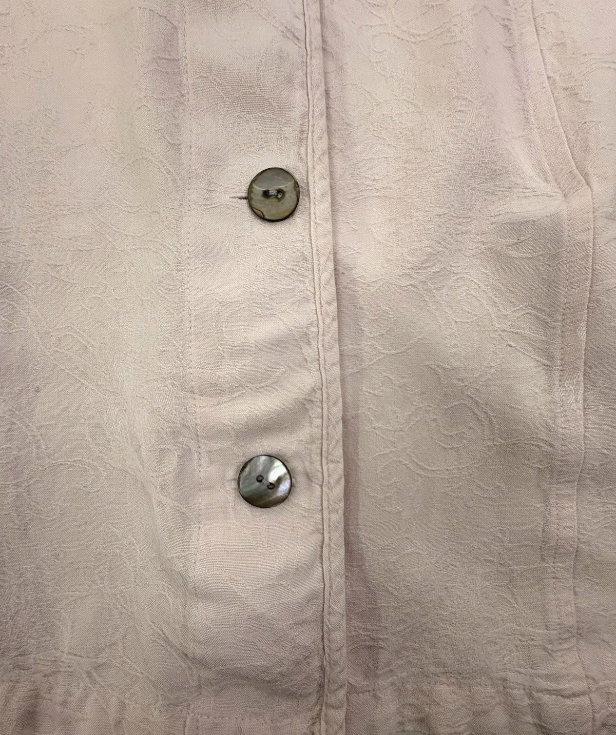 VTG Chico’s Design Linen Blend Jacket Pastel Pink Embossed Mandarin Collar L 3