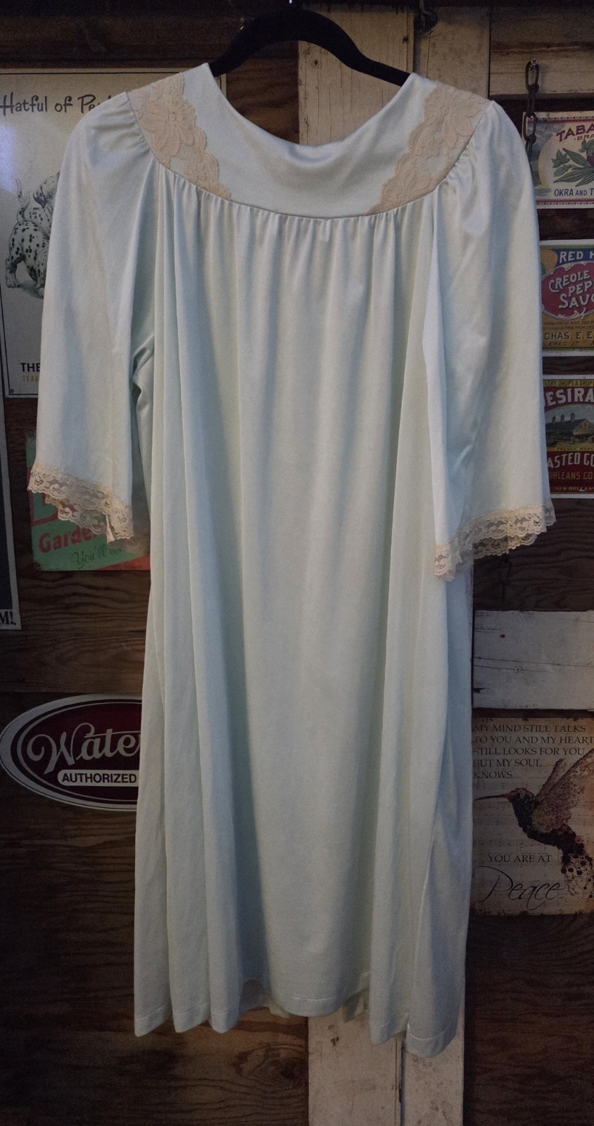 Vintage SANS SOUCI Peignoir 2pc Knee Length Gown & Robe Lace Lingerie Size Large