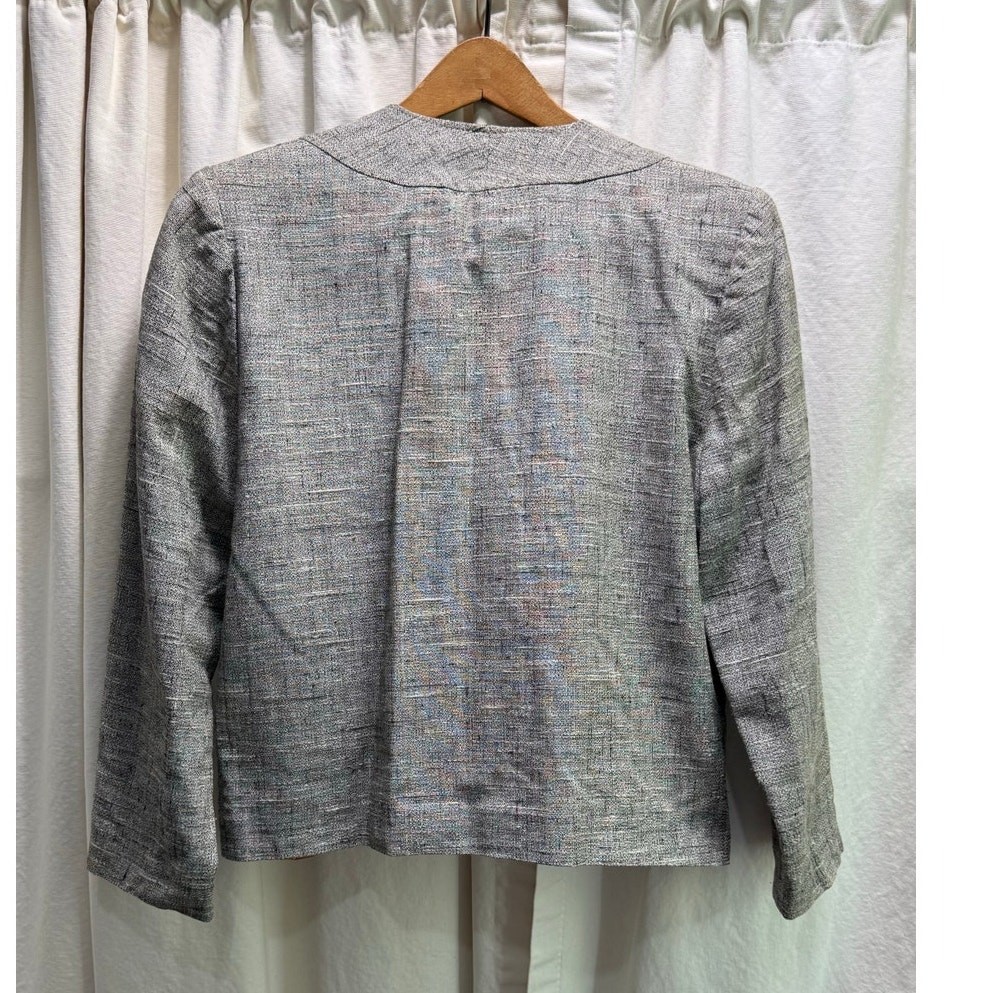 Vintage Single Stitch Made in Italy Blazer Gray & White Tweed Euro Size 42