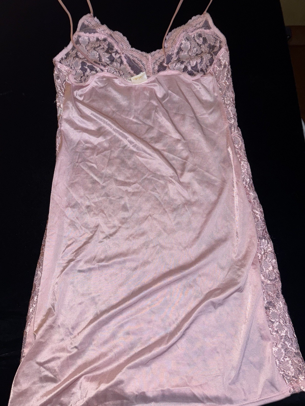 Delicates Pink Satin Lace Sissy Teddy Vintage Size M