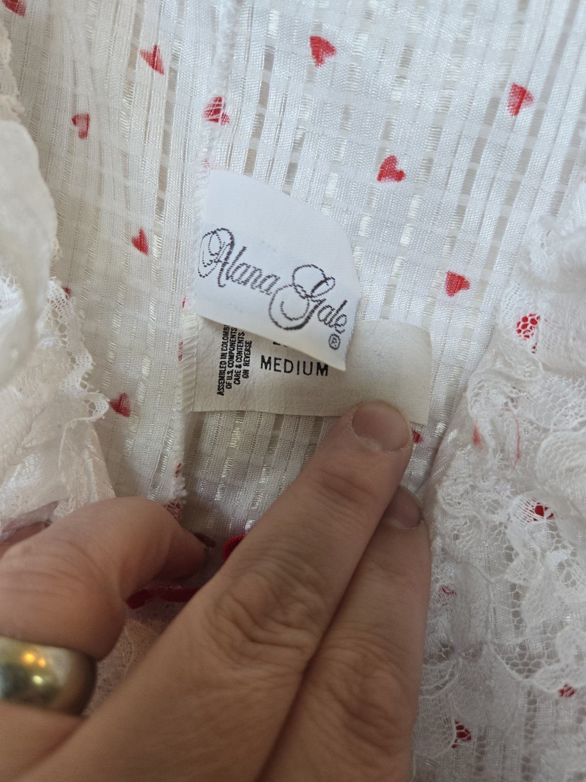 Vintage Alana Gale Teddie Twee Tiny Heart Ruffle Lace Lingerie Sz Mone Piece
