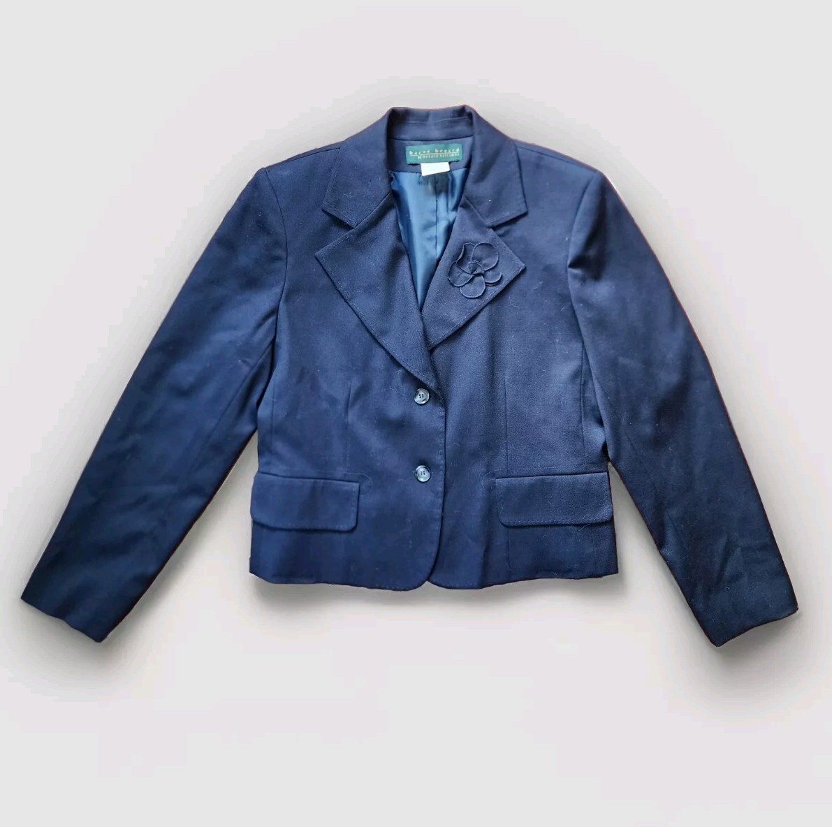 Vintage Harvé Bernard Navy Blue Wool Blazer – Size 10 – Classic And Elegant