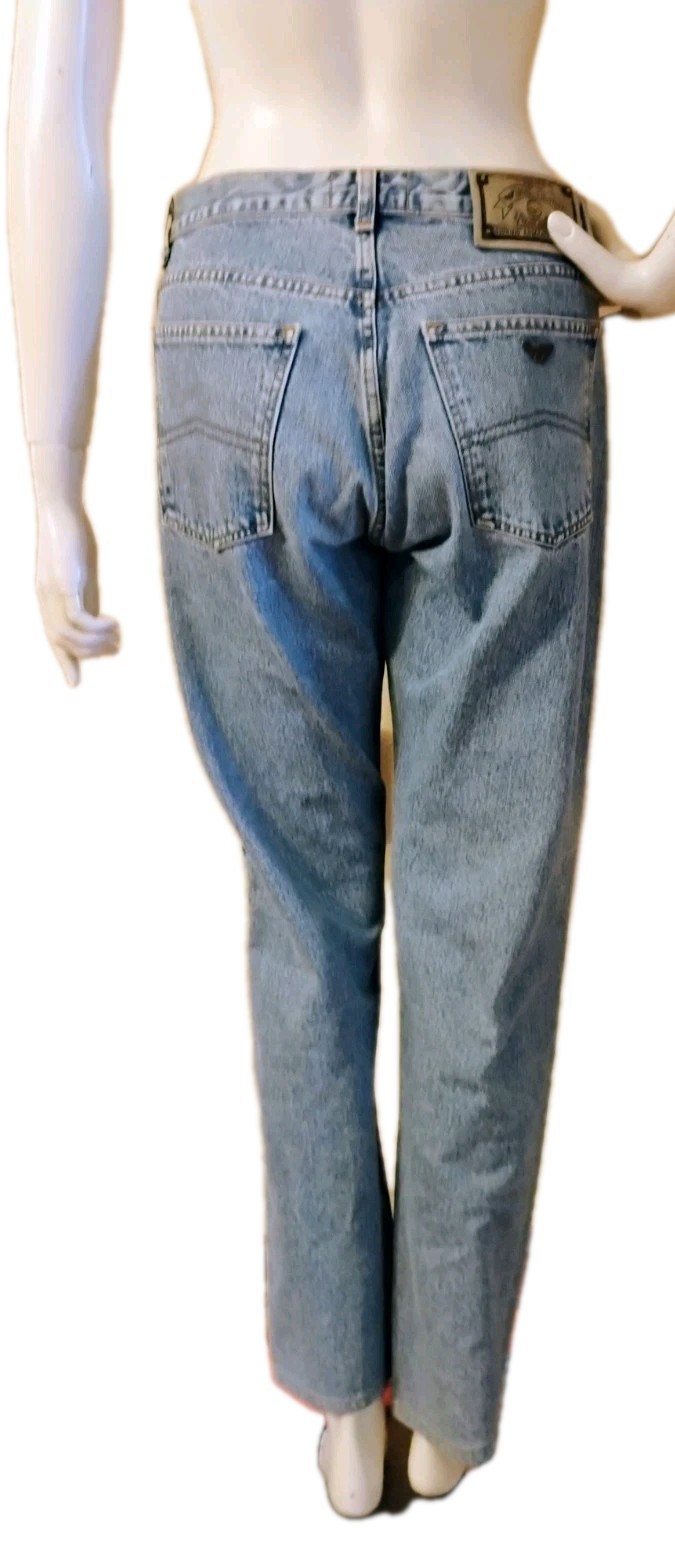 VTG 90’s „Armani Jeans” Blue High Rise Tapered Leg Eagle Logo Designer Jeans 30