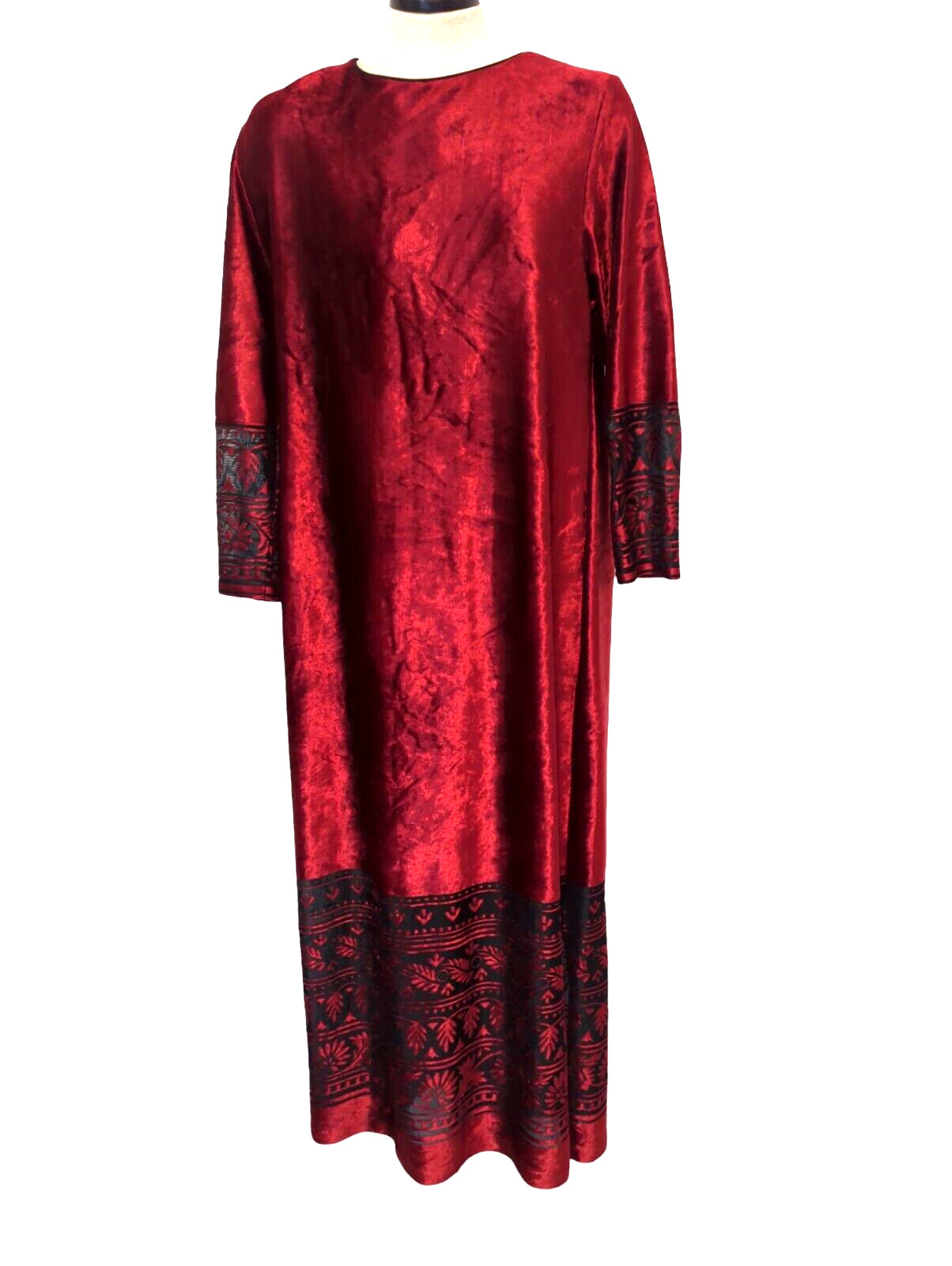 Vtg Ruth Norman Neiman Marcus Nightgown Dress 70’s Size M Velvet Burgundy-316
