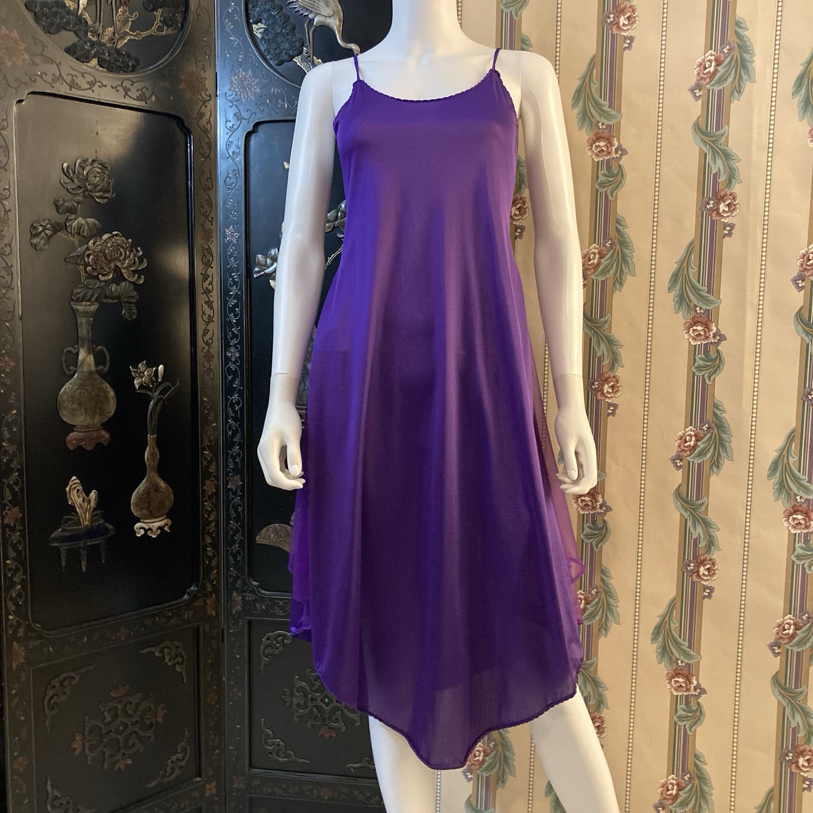 Vintage Purple Disco Silky Slip Dress
