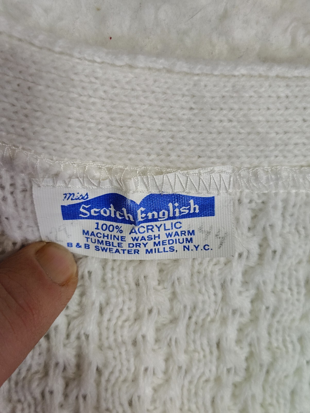Miss Scotch English Vest Sweater Knit Retro 60s Secretary Acrylic Vintage*Stain*