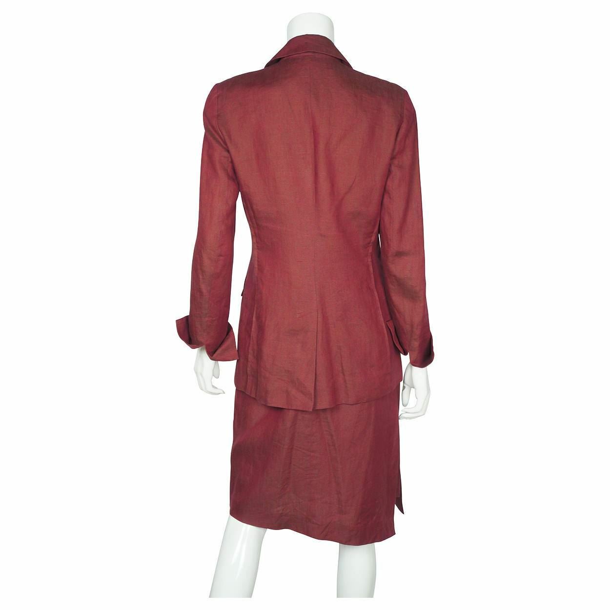 Vintage Kenzo Jungle Jacket Skirt Suit Red Cotton French Size 38 US 8