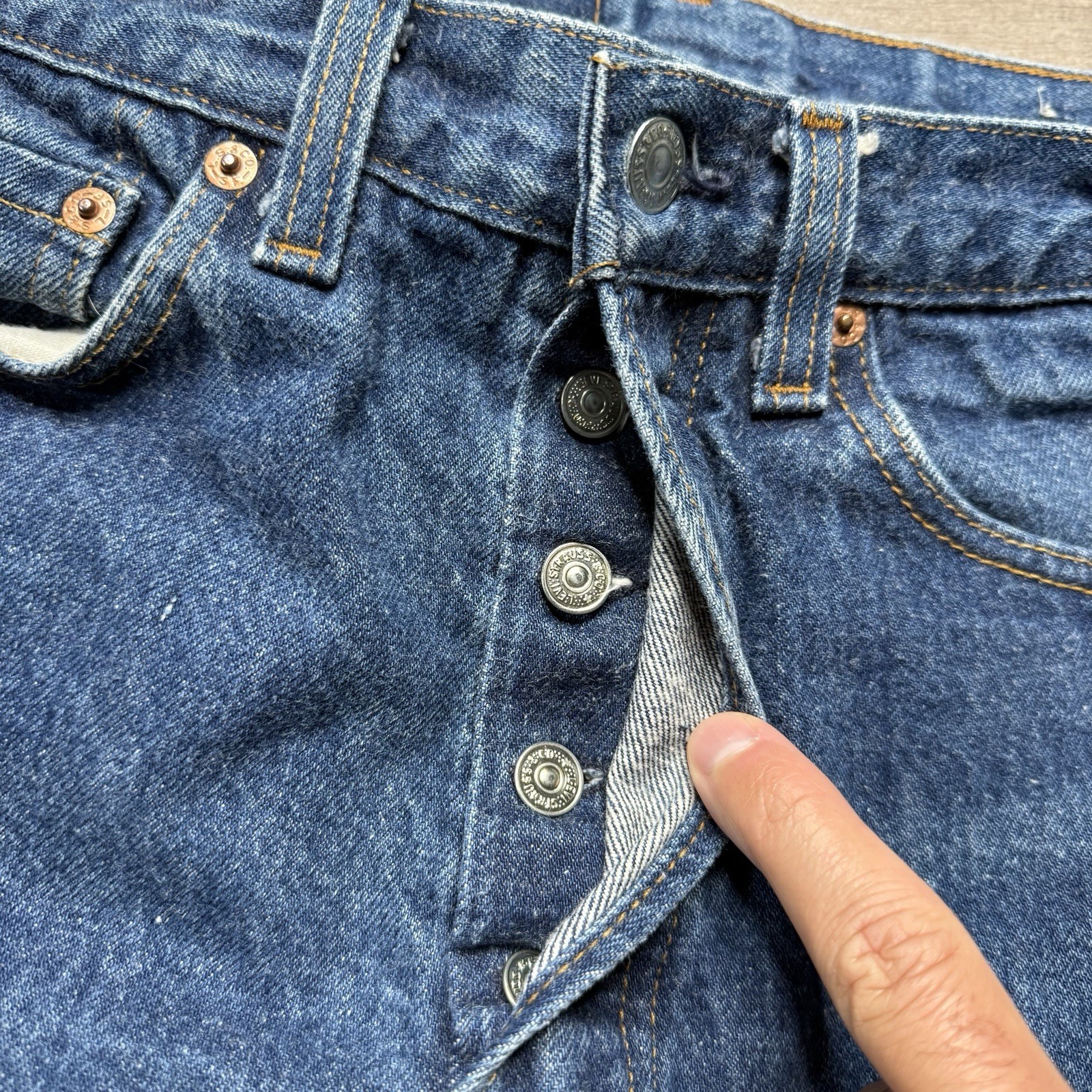 Vintage 90s Levis 501 Button Fly Jeans 28 x 27 Straight Made In USA