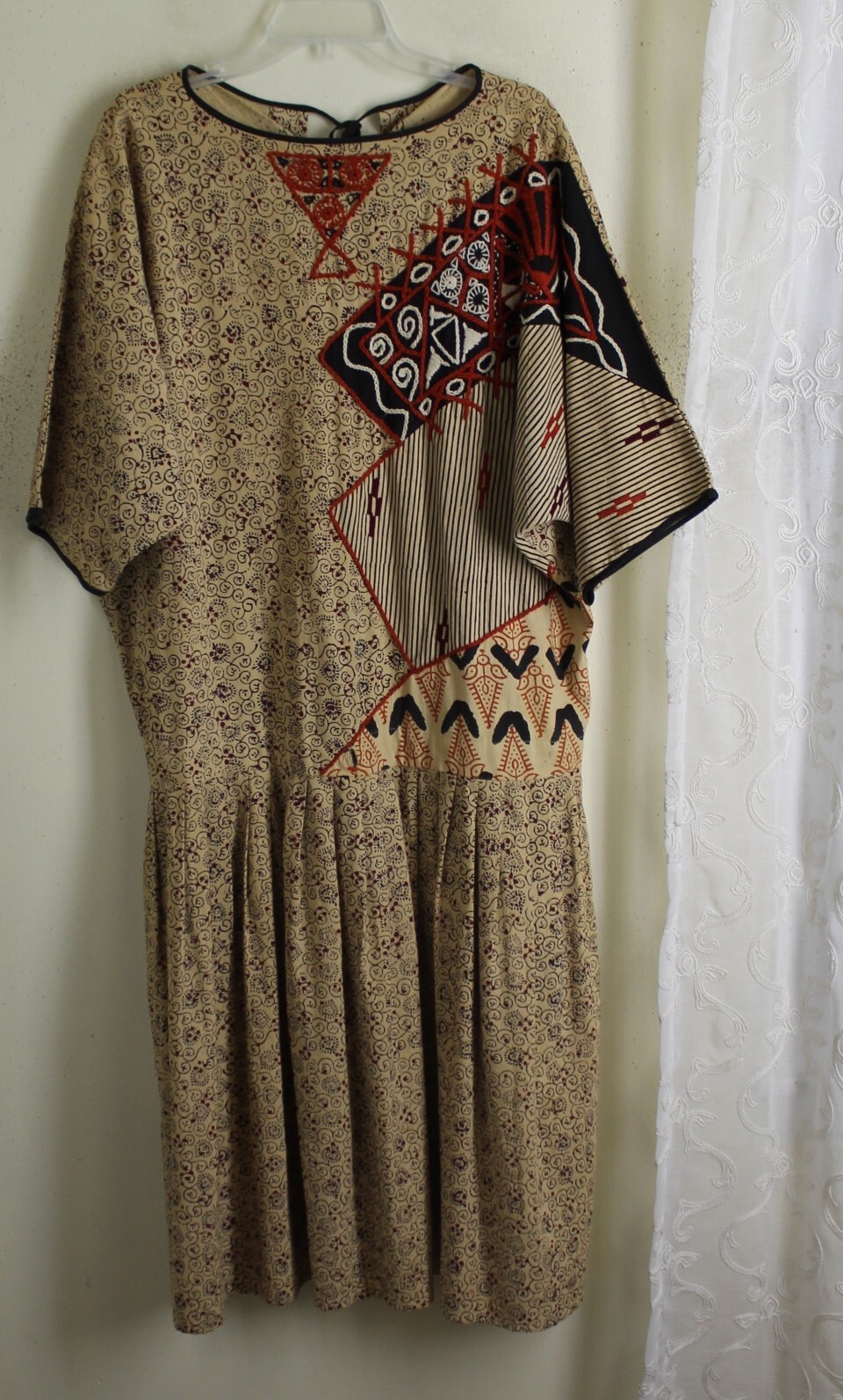 Vintage Very Funky Indian Ethnic Art-to-Wear Lagenlook Tribal Art Dress M L XL