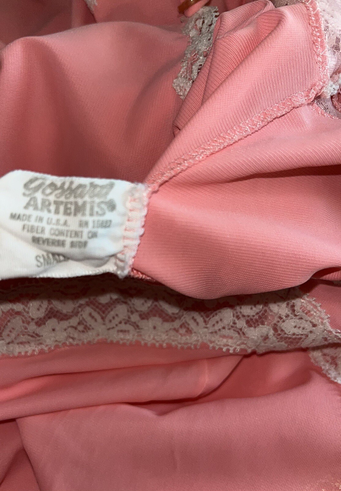 Vtg Nightgown Artemis Angel Wing Flutter Sleeve Nylon Lace Candy Pink Coral 36 S