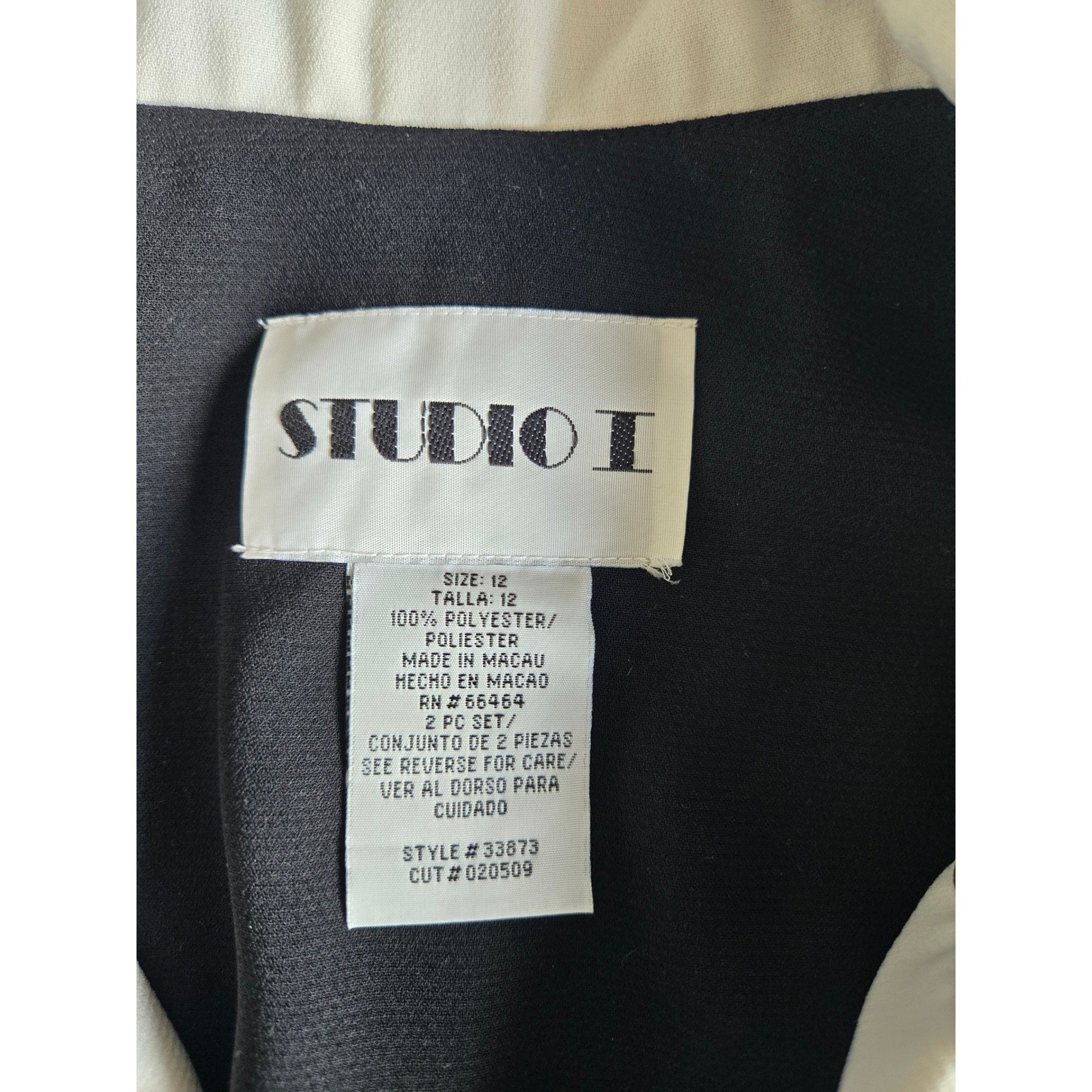 Studio I Black White Polka Dot Trim Blazer Top Sz 12 80s Vtg Retro Office Siren