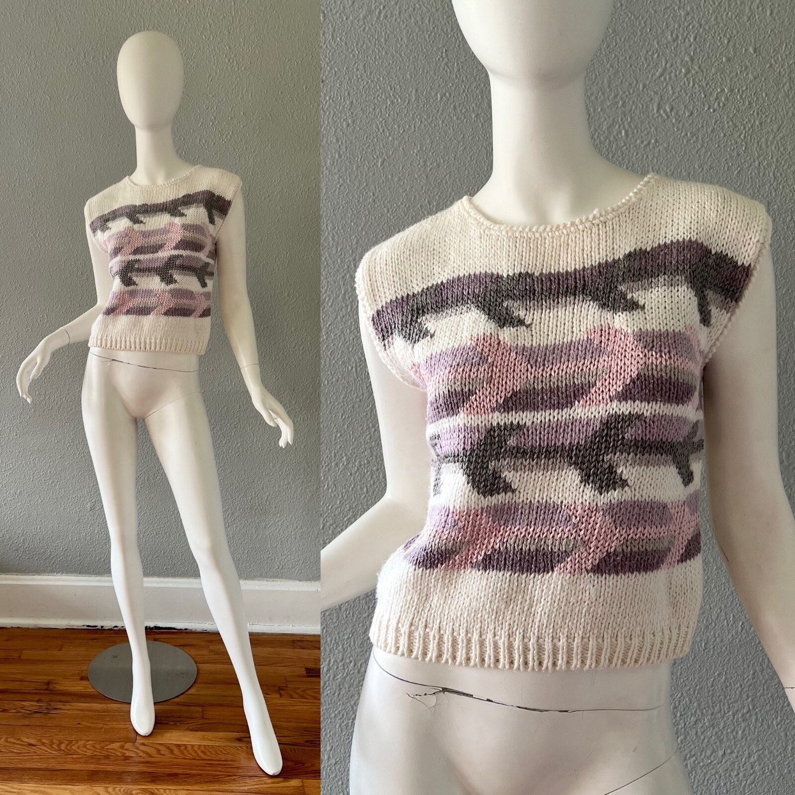 Vintage 80s Currant by Jeri Jo Sweater Vest Top Hand Loomed S