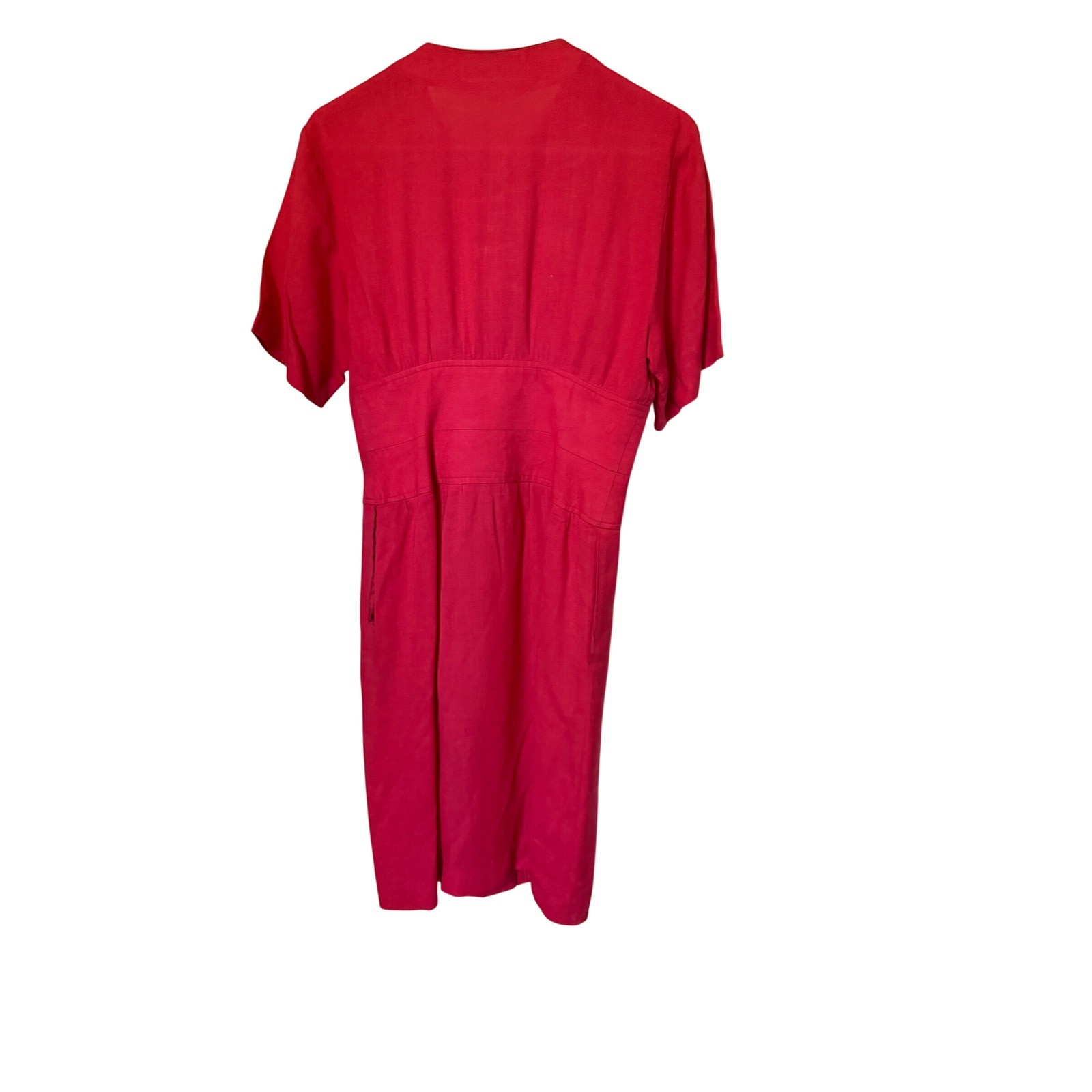 Albert Nipon Executive Dress Pink Linen Blend Short Sleeve Vintage Size 8