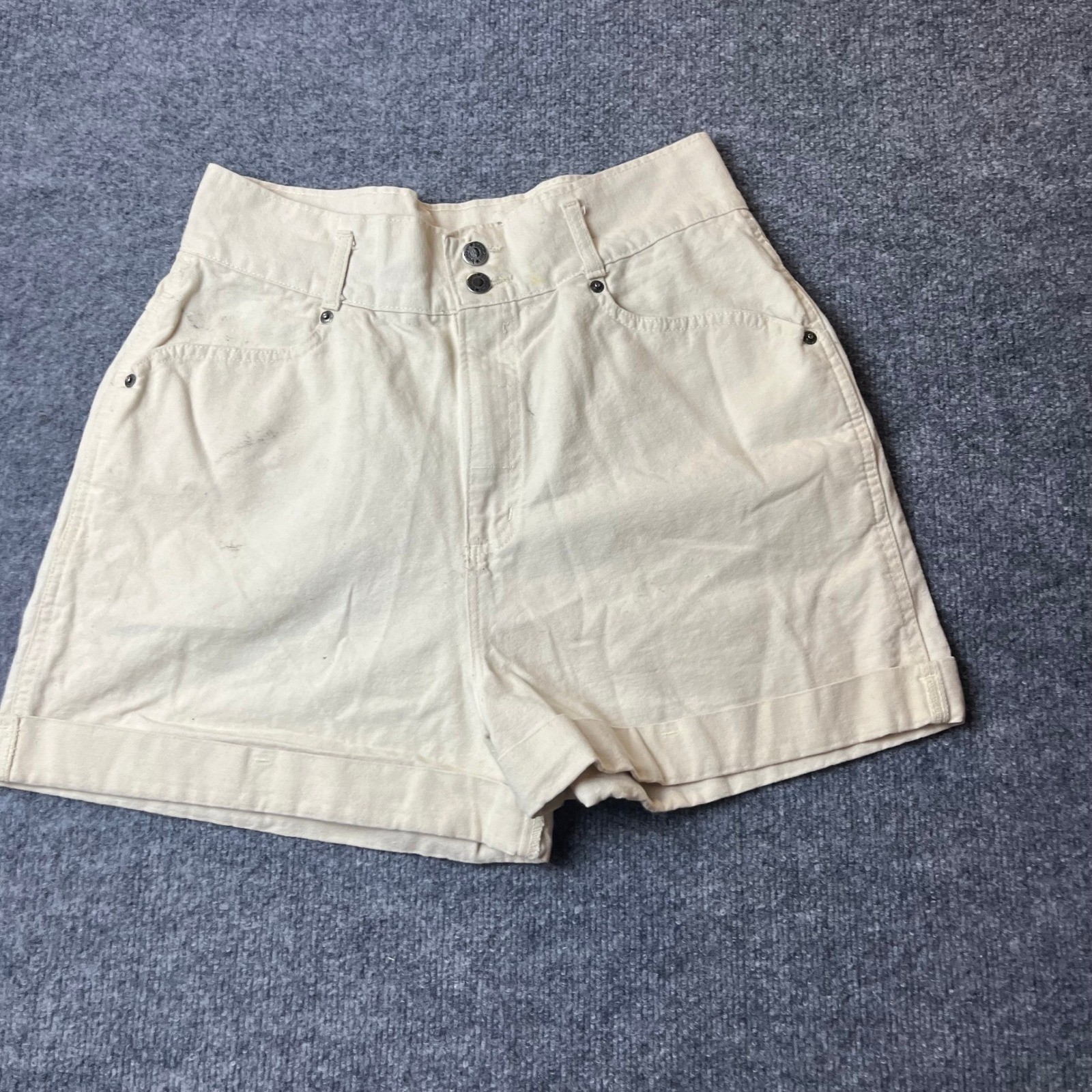 Bonjour Shorts Womens Size 15/16 Cream High Waisted Cotton Denim Vintage USA