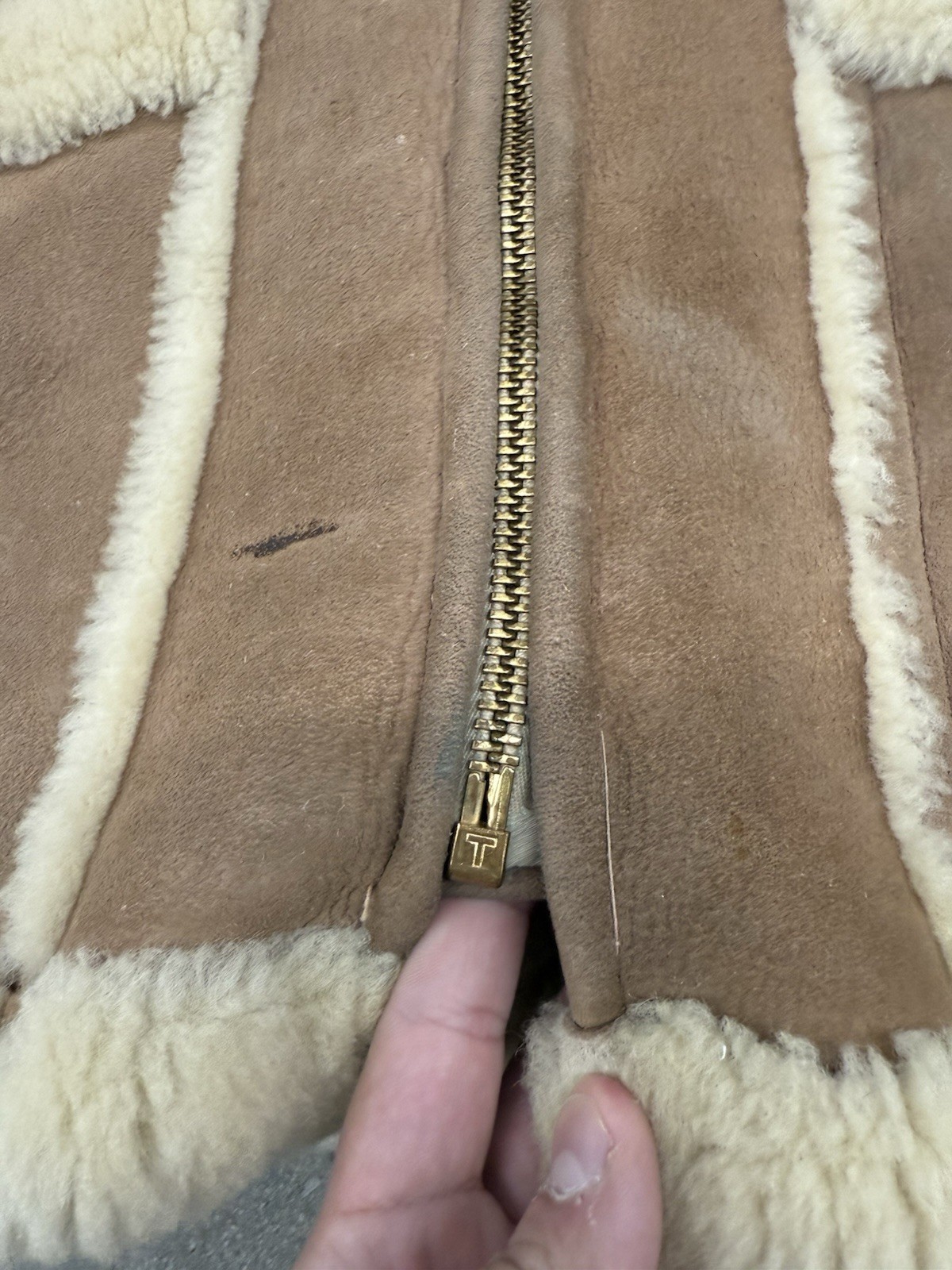Vintage 1950s Women’s Wool Fleece Lined Brown Suede Leather Jacket