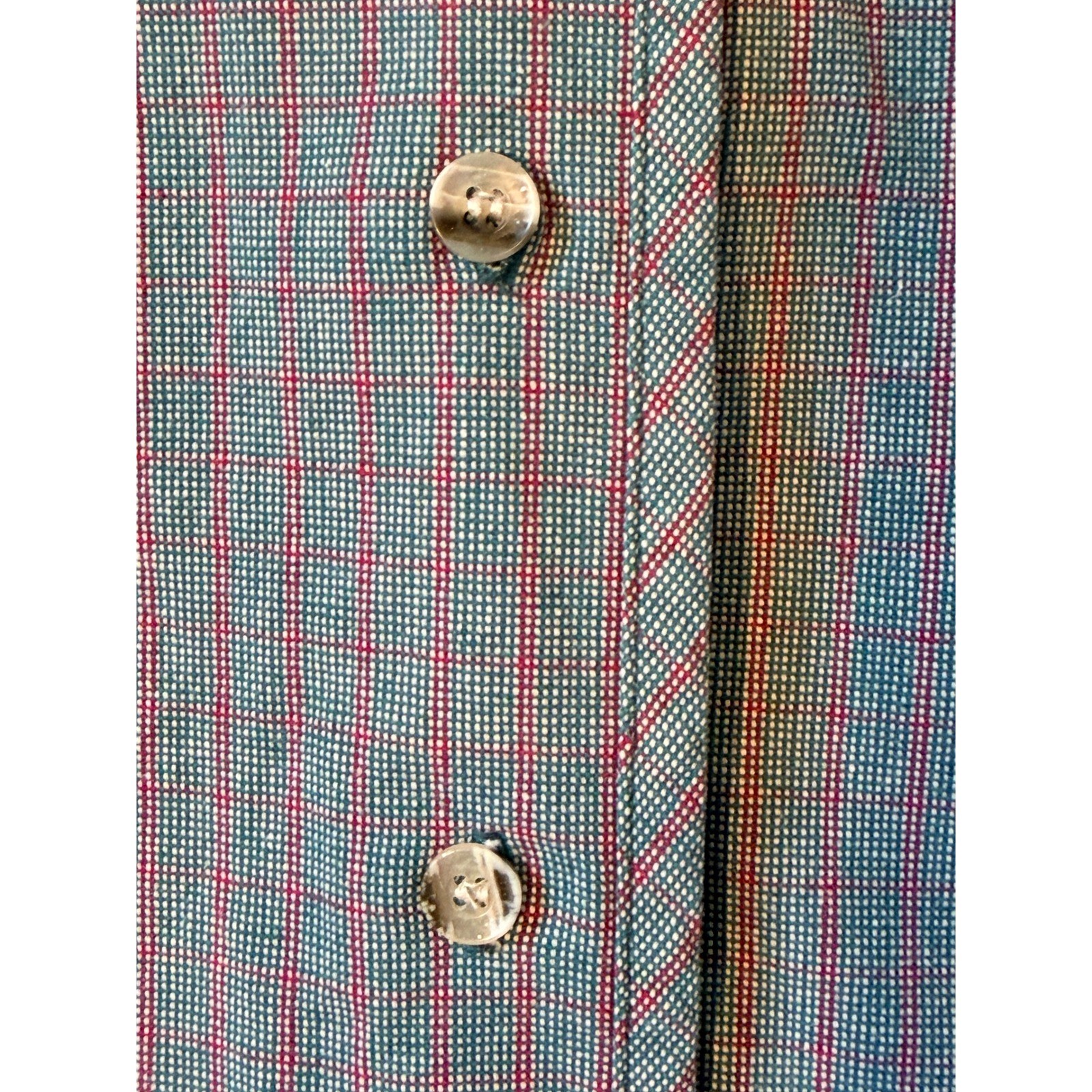 Vintage Wrangler Women’s Plaid Teal Red S Western Cowgirl Retro Button Up Shirt