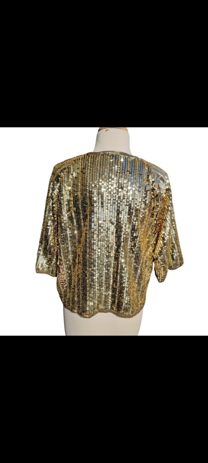 Vintage Isabelle Handmade Gold Sequin Cocktail Party Gatsby Shrug Jacket S/M