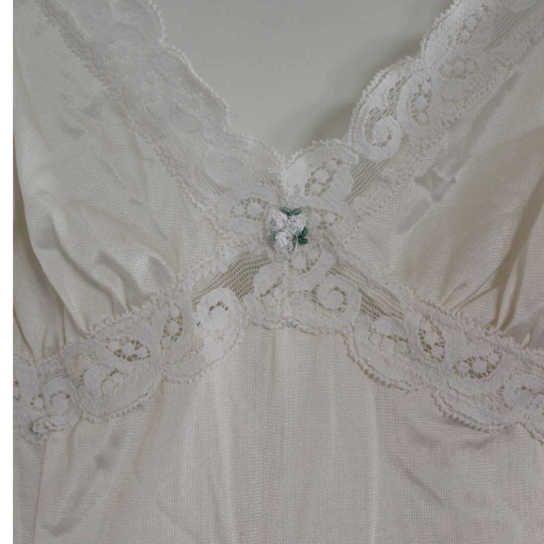 Vintage Ivory Midi Slip Dress Lace Trim lingerie Style Size 36 Y2K Minimalist