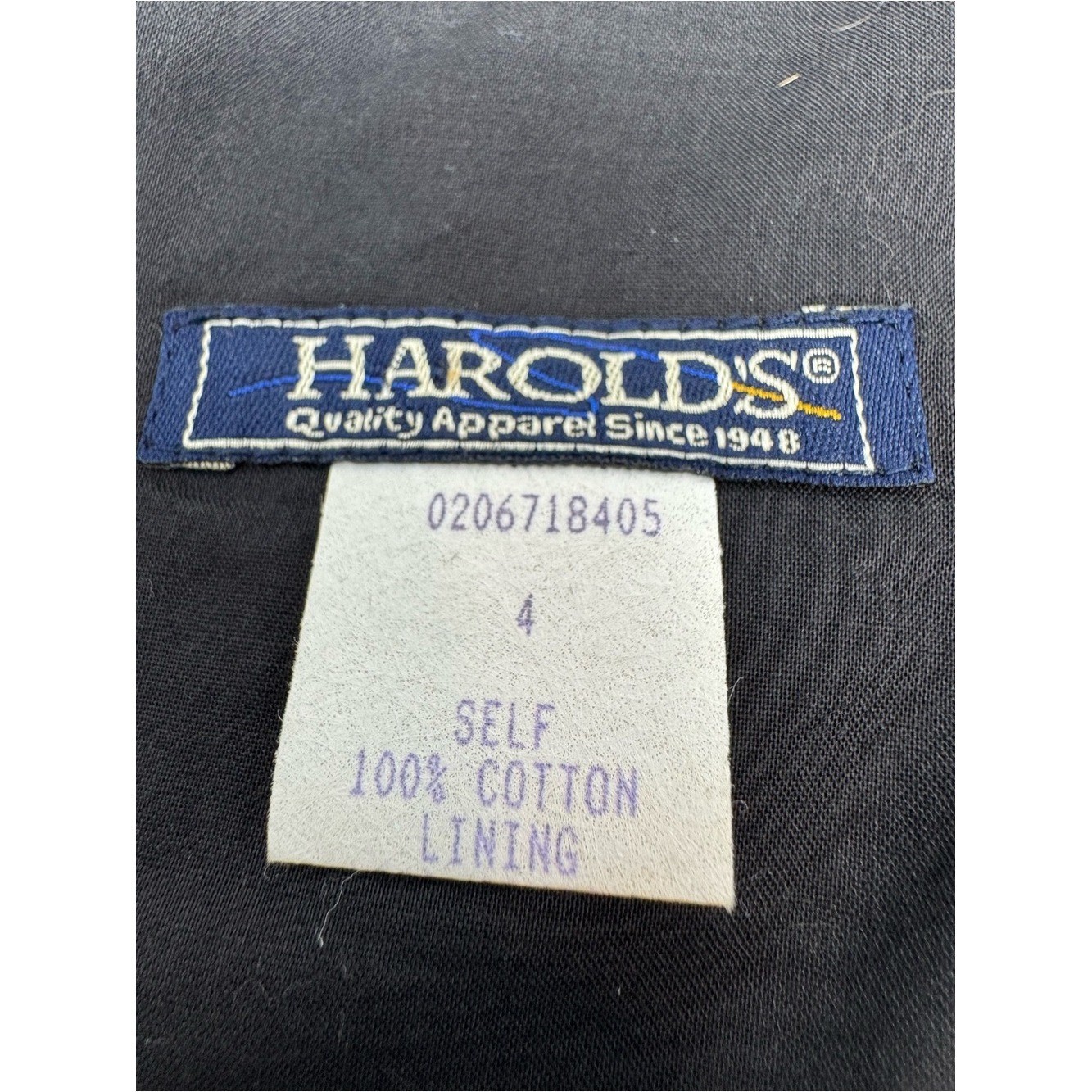 Vintage 1995 Harold’s Little Black Dress Floral Embroidery Side Slit 100% Cotton