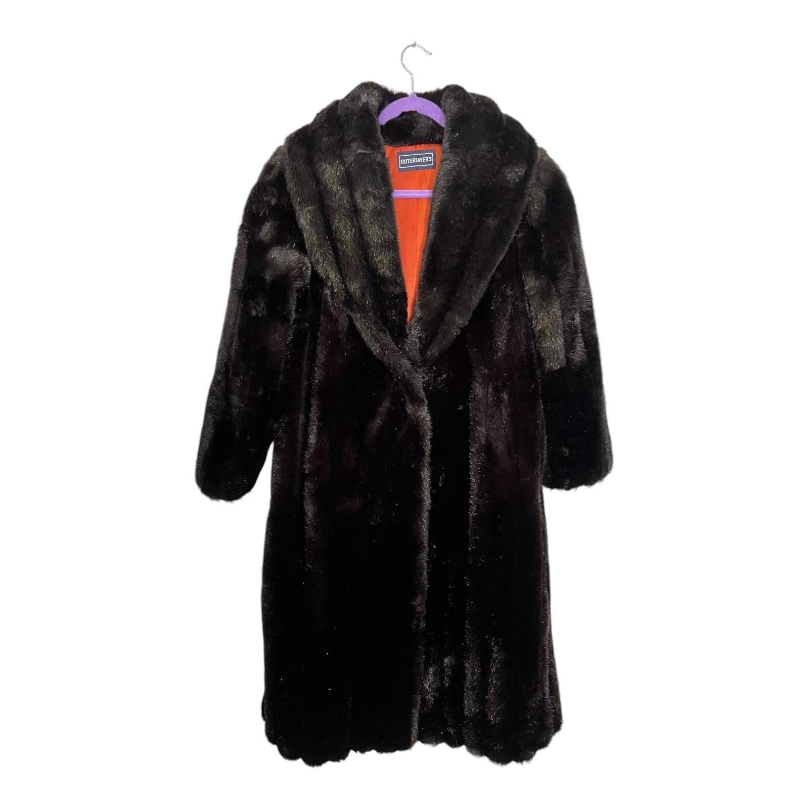 Outerlayers 17/18 Brown Faux Fur Coat Shawl Collar Vintage Glam Mob Wife