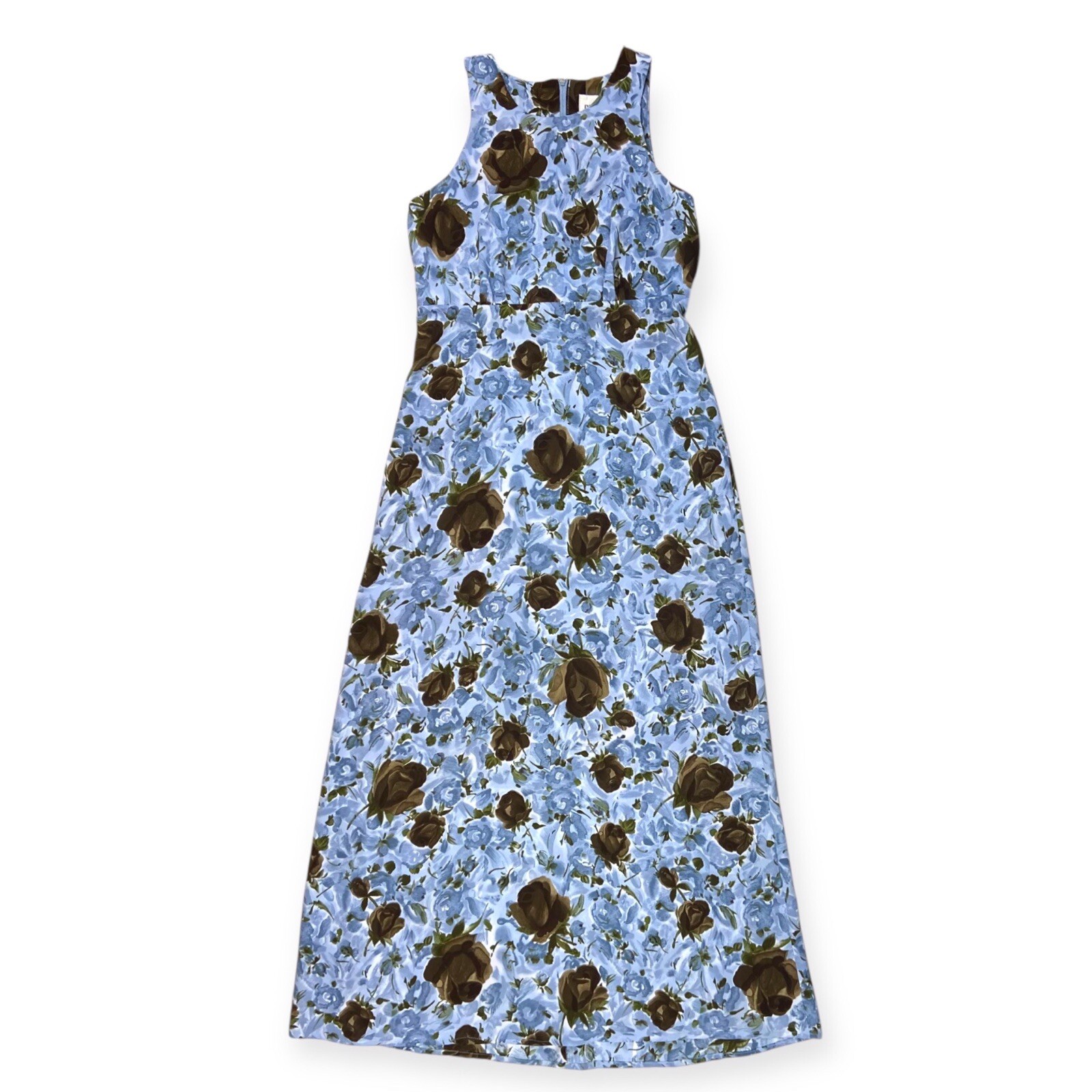 Byer Too! California Women’s VTG 90s Blue Floral Grunge Midi Dress 3