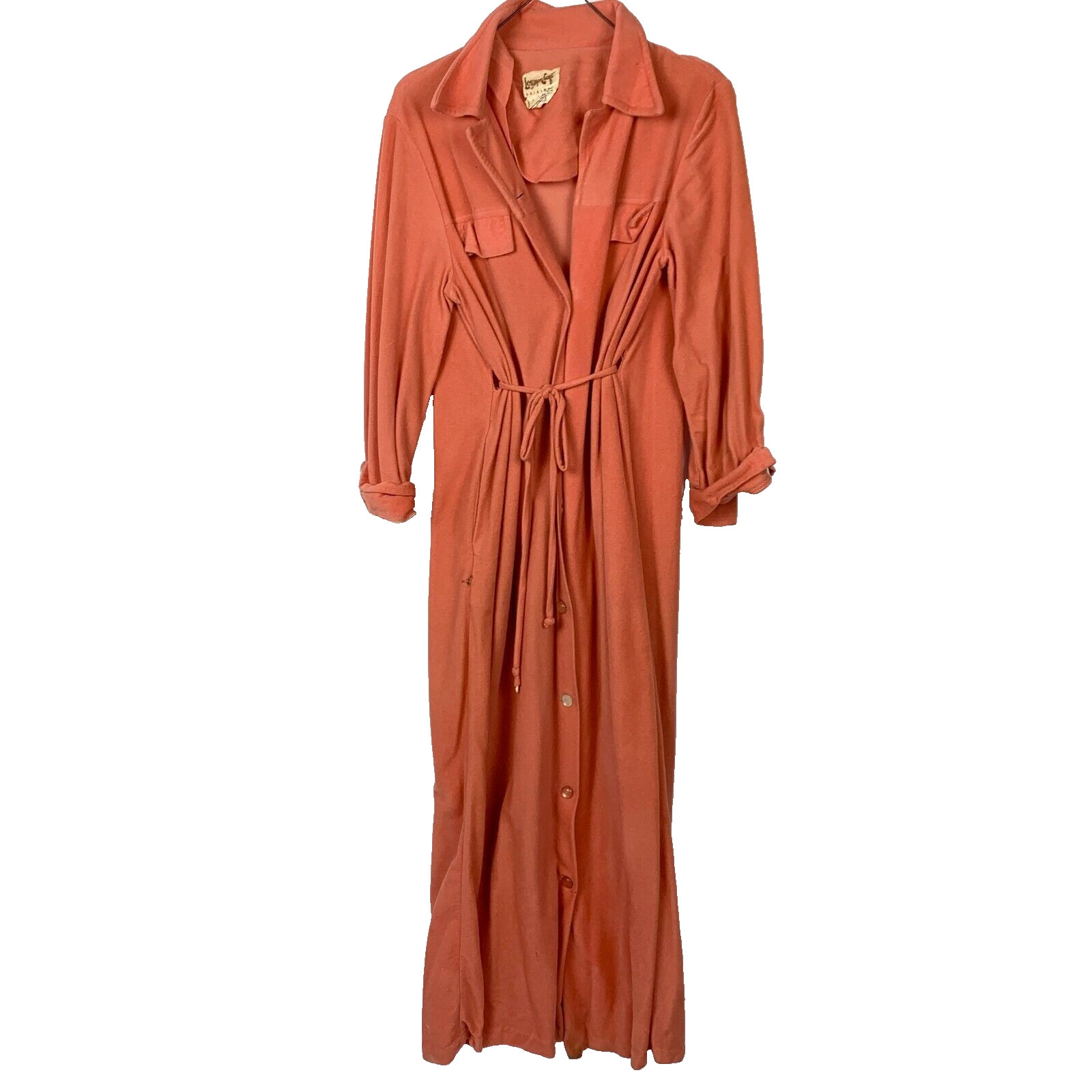 Vintage Lounge Craft Coral Velour Shirt House Dress Size Medium