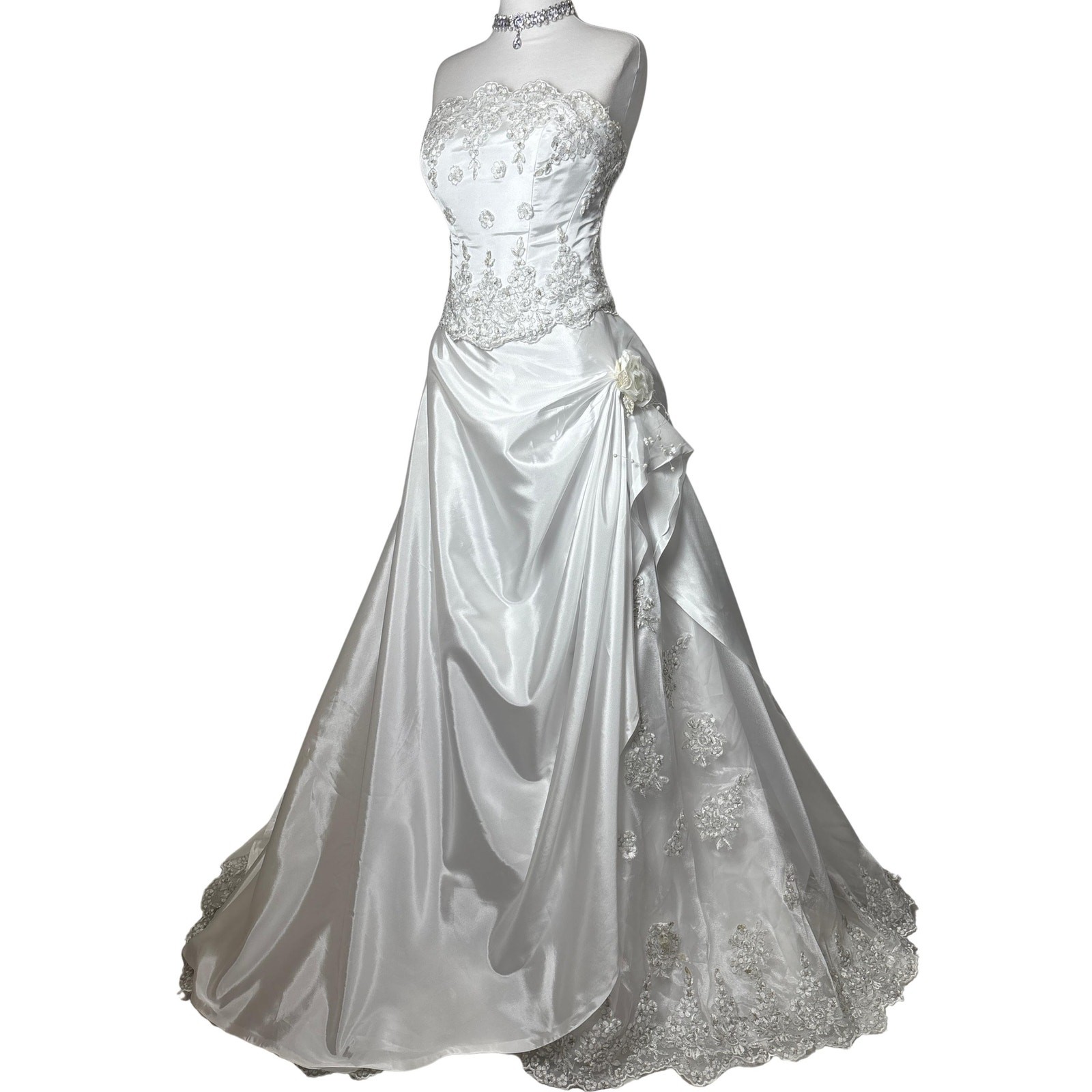 Vintage White Wedding Dress Lace Applique Bridal Gown Princess Fairycore Wedding