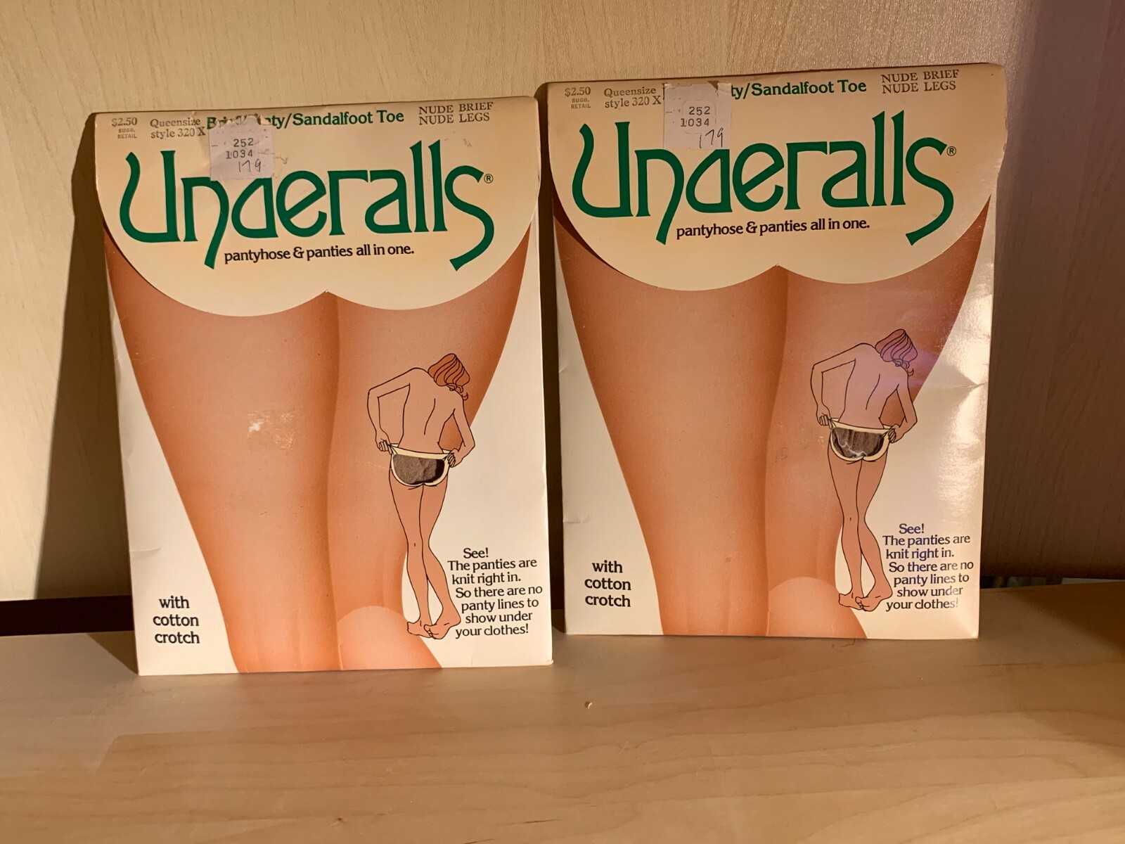 2 Pairs Vintage Underalls Pantyhose & Panties in One Queensize Nude Color Sealed