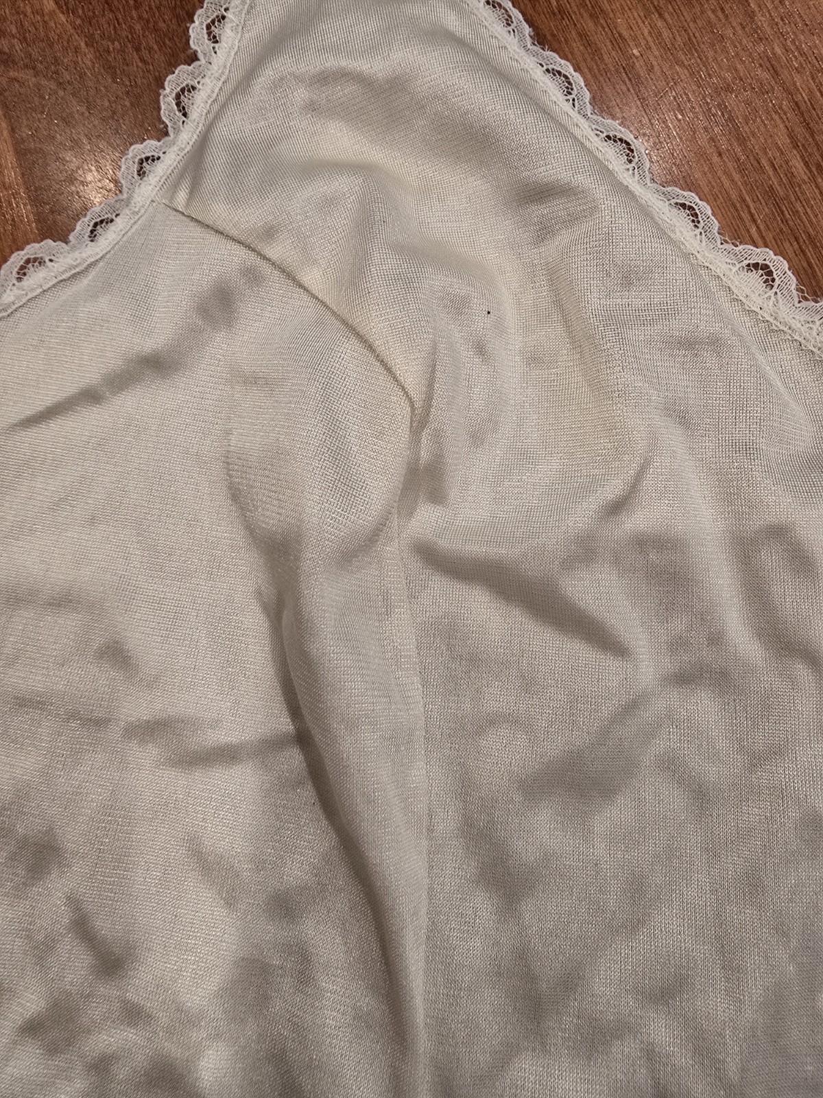 VINTAGE WARNERS PERFECT MEASURE BEIGE CAMISOLE, SIZE 36, LACE TRIM, USA MADE