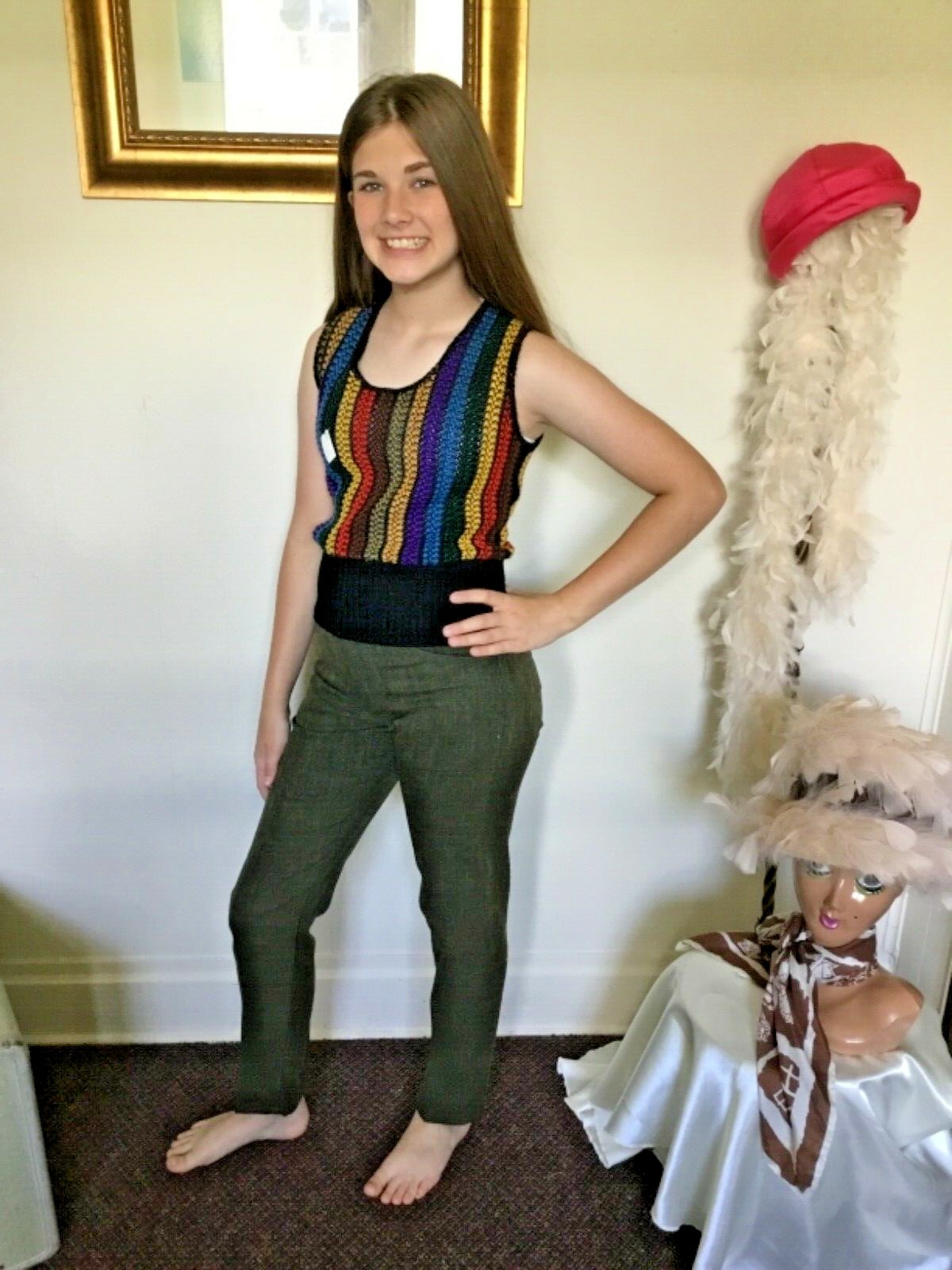 70’s Vintage Green Mod Mid-Rise Taped Leg Pants