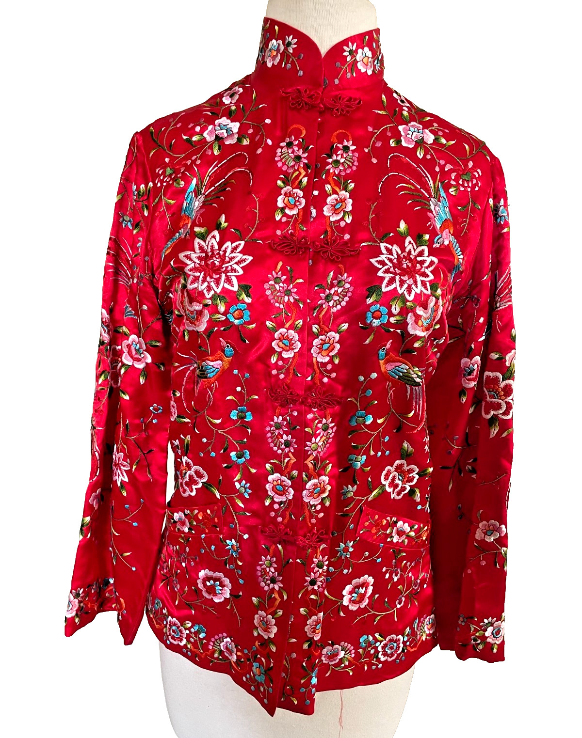 Vintage Silk Plum Blossoms Hand Embroidered Jacket