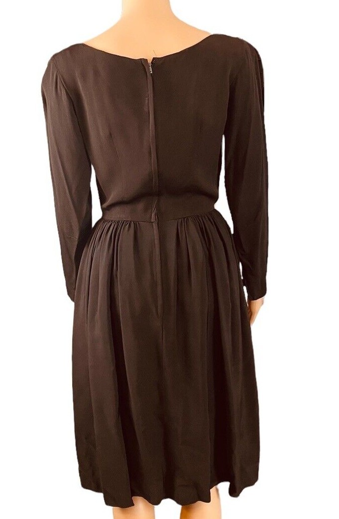 Suzy Perette Vintage 50s Black Rayon Fit Flare Evening Cocktail Dress XS/S