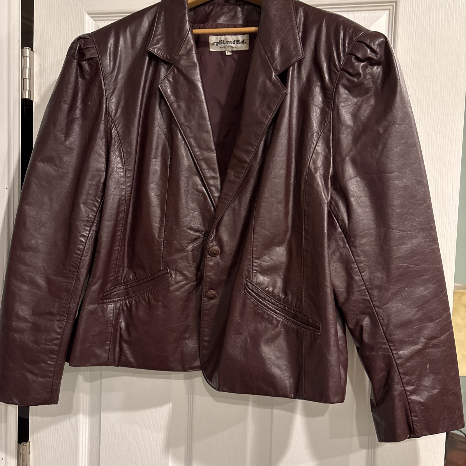 Vintage Split End Ltd Women’s Leather Jacket sz 22 brick red/Burgundy 2 button
