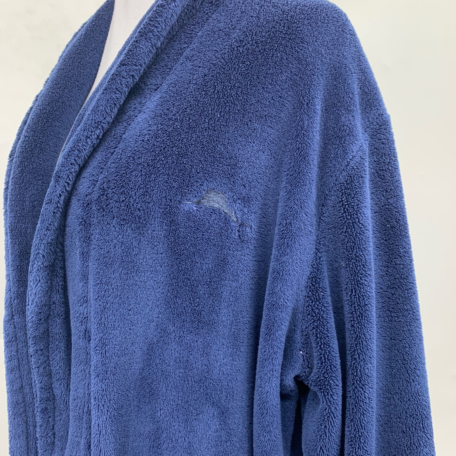 Tommy Bahama Robe Adult S/M Small Medium Navy Fleece Soft Belted Long Bathrobe