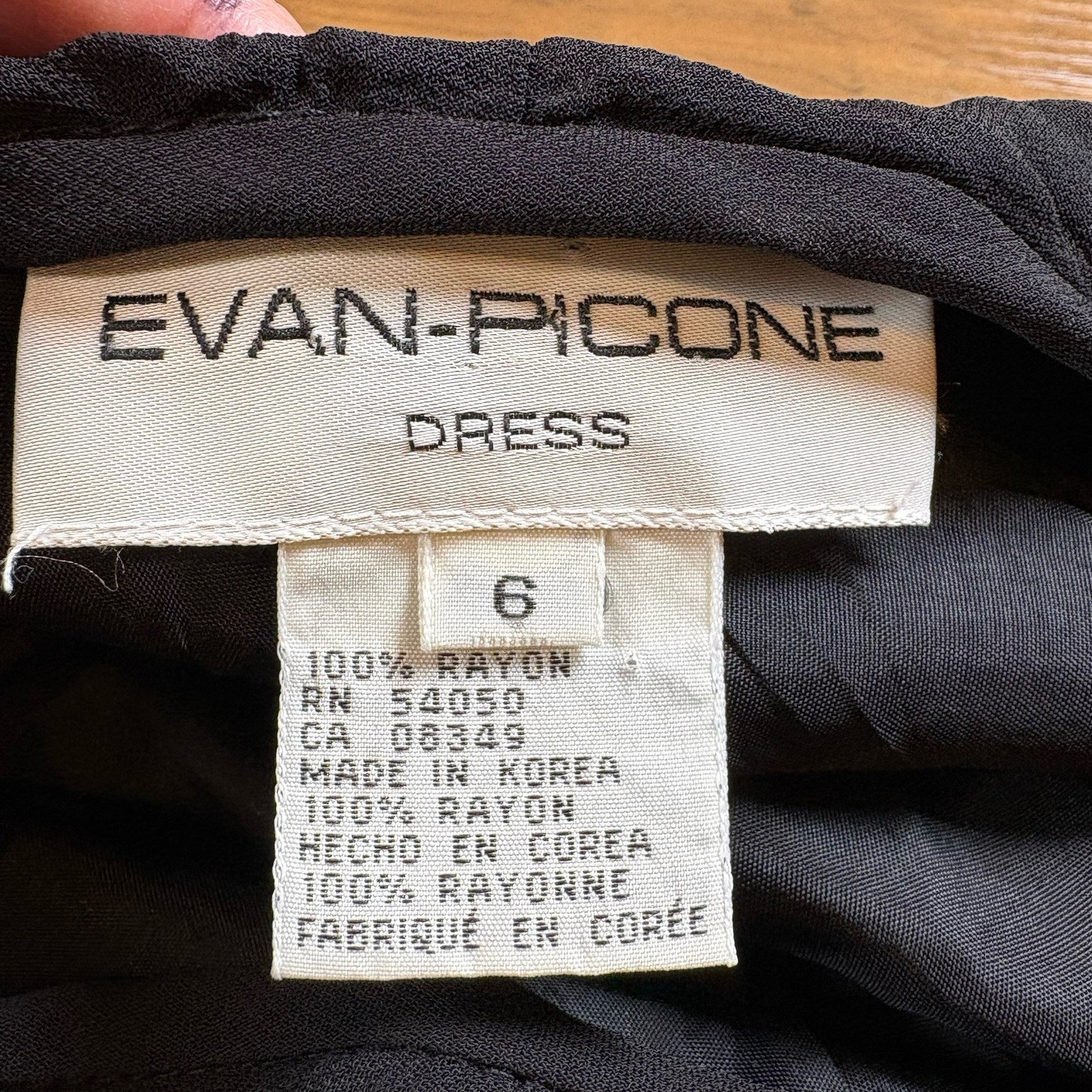 Vintage Evan Picone Women 6 Black Rose Midi Dress 90s Grunge Ruffle REPAIRED