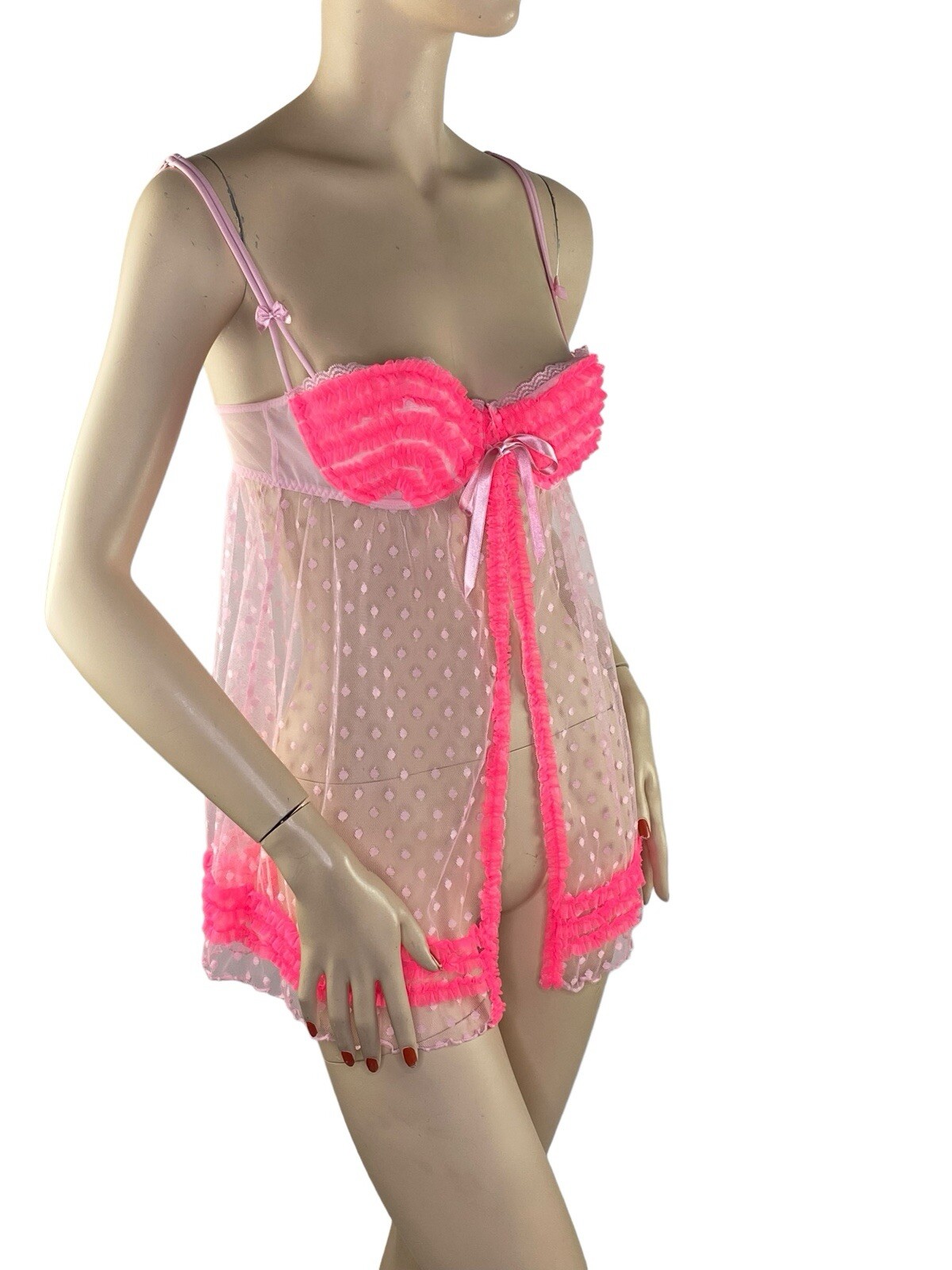 Victoria’s Secret Sexy Little Things Pink Y2K Babydoll Push Up Bra Nighty 36B