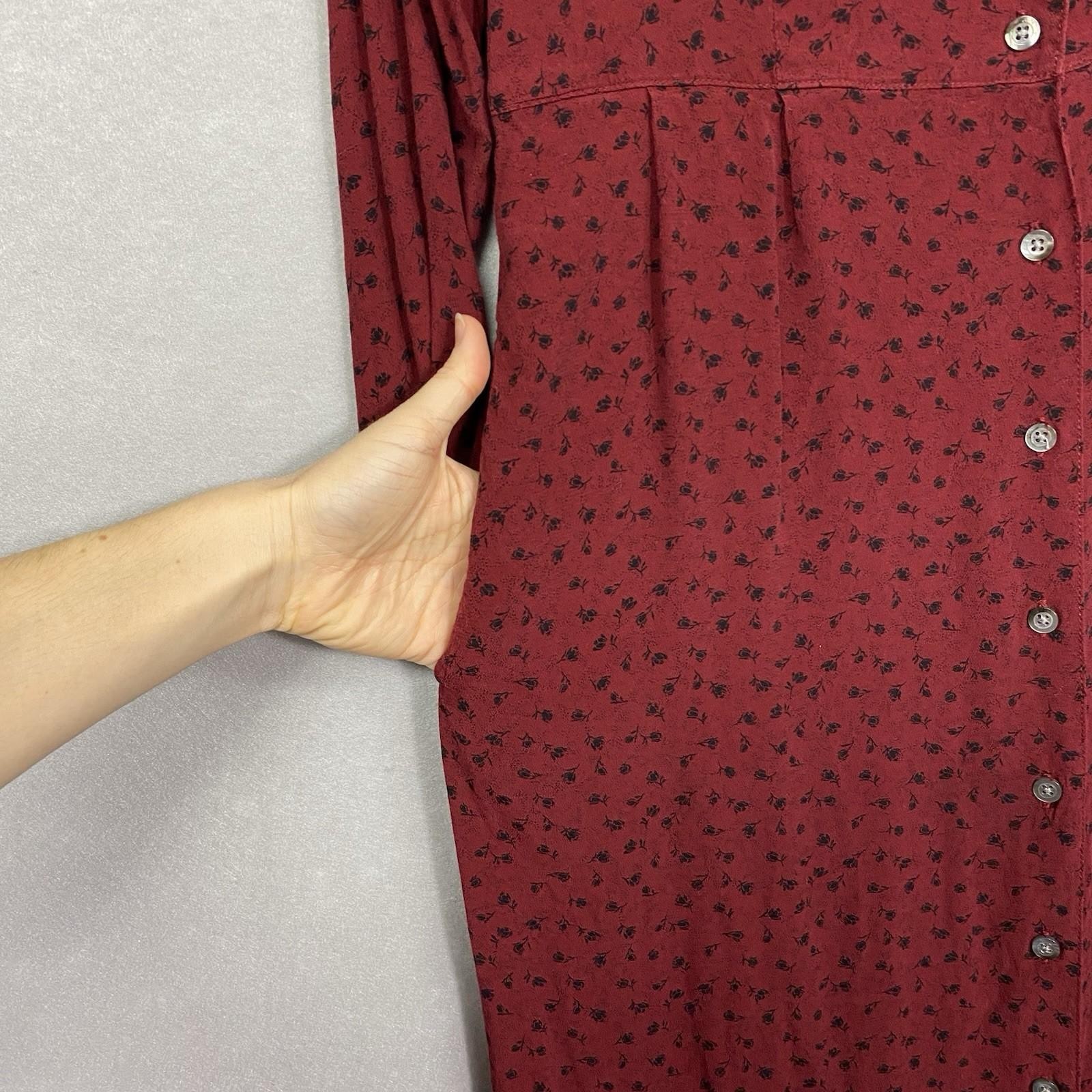 VTG Eddie Bauer Dress Women’s S Boho Basic Classic Rayon Deep Red 90s Y2K Dark