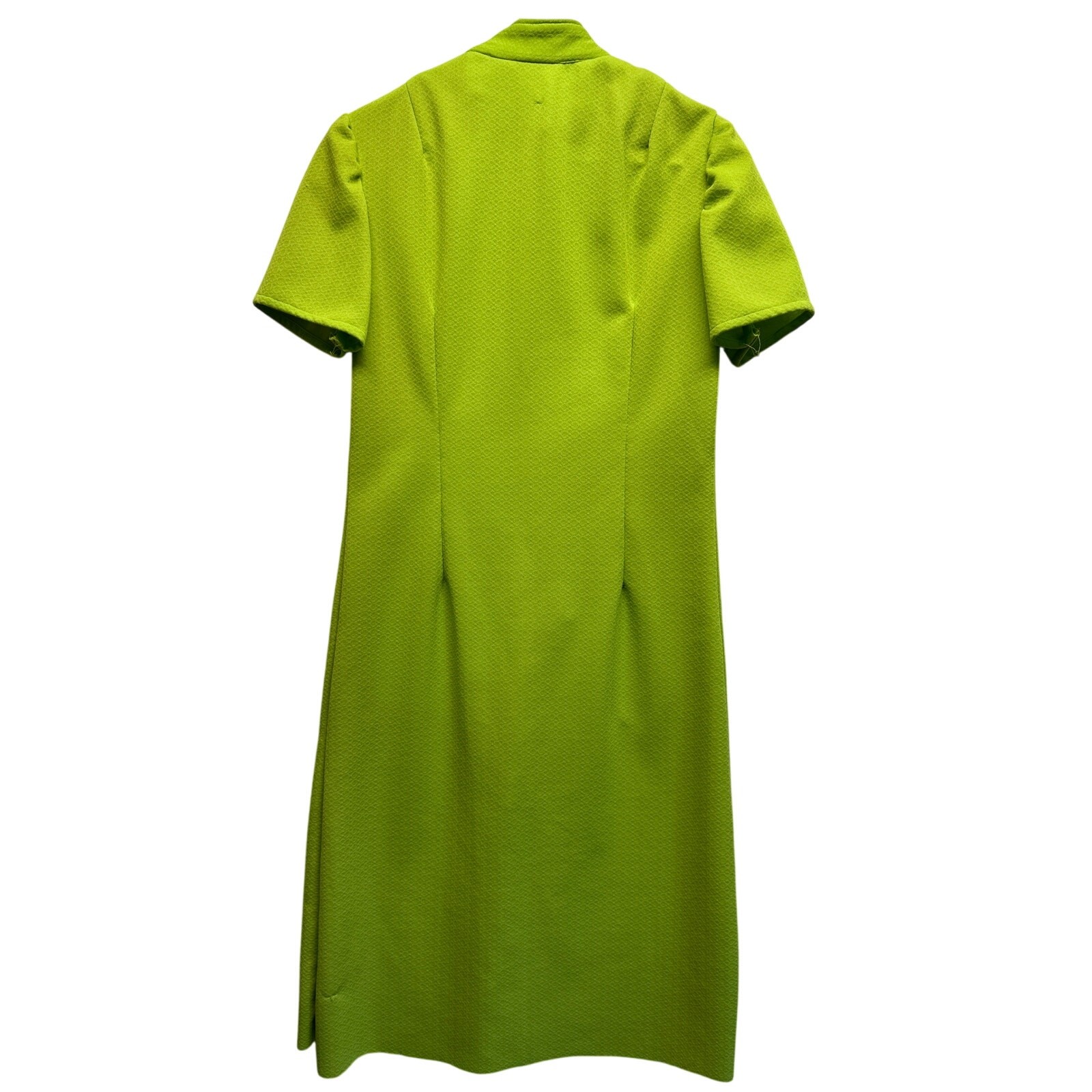 Vintage JCPenney Lime Green Housecoat Dress Front Zip Pockets Medium Cottage
