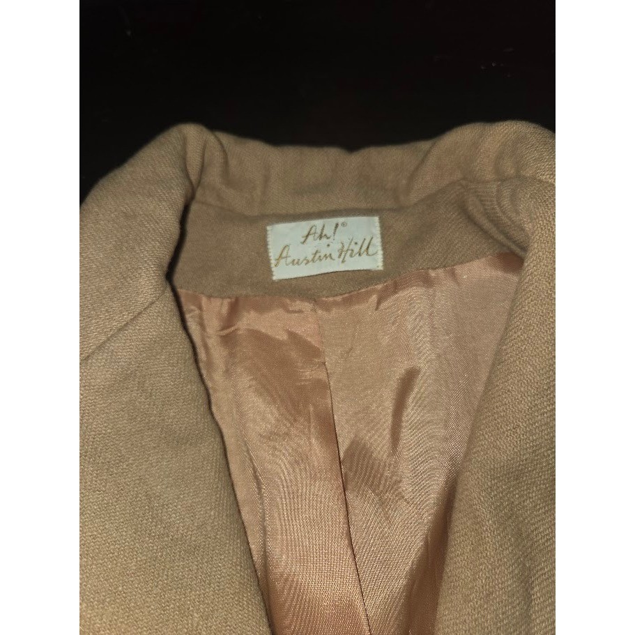 Ah! Austin Hill Womens Tan Wool Blend 3 Button Blazer Jacket Lined Vintage