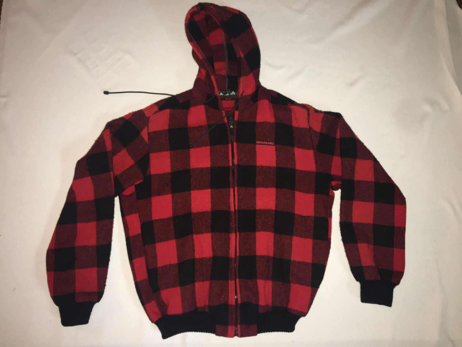 Remarkable 100% Wool checkevtg red Buffalo Plaid JACKET Hooded Os New Zealand