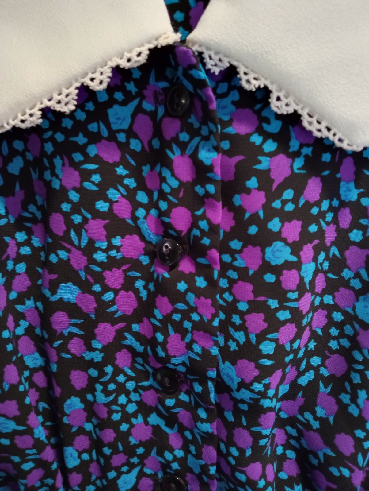 💜 VTG 1980s Cottagecore Style V.L.P. Petites Dress Sheer Floral Womens Sz 6
